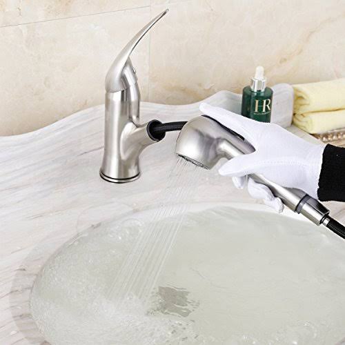 iSpring L8220NBN Lead-Free Contemporary Single Handle Pull-Down Kitchen Faucet, Brushed Nickel, Without Deck Plate