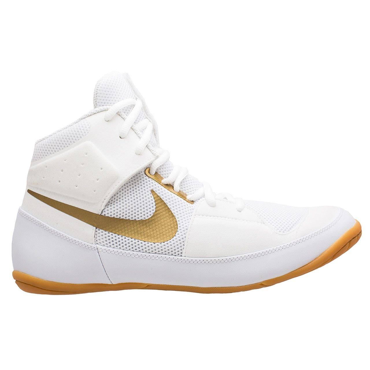Nike Fury - Mens Wrestling Shoes - White/Gold, Size 12.5