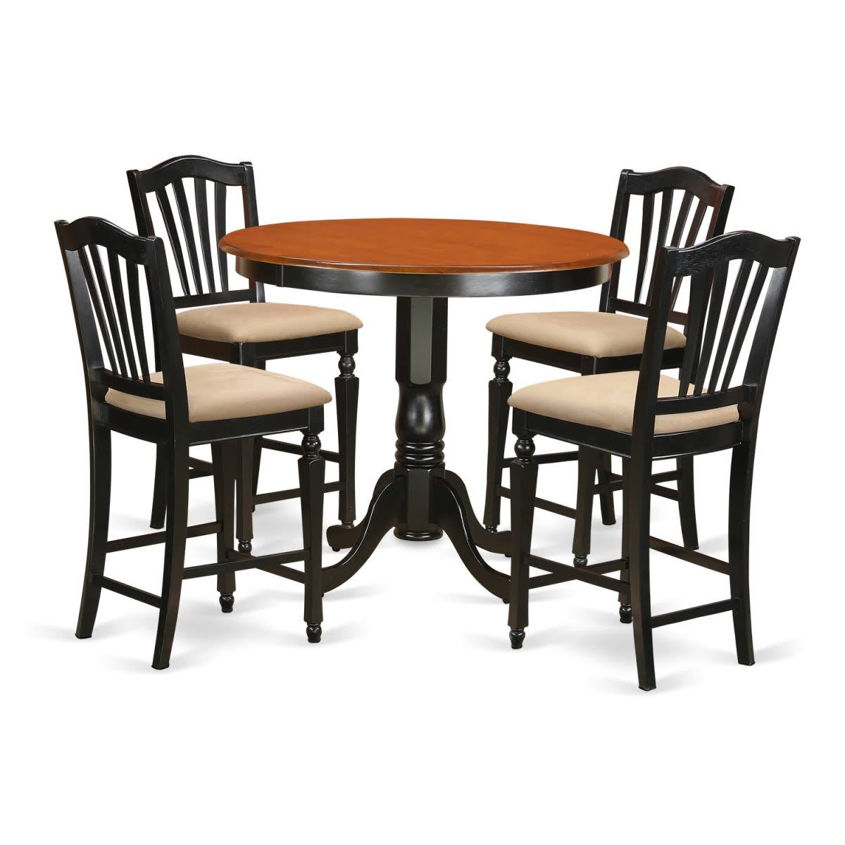 Counter Height Pub Table u0026 4 Kitchen Bar Stool Black Finish HO297008