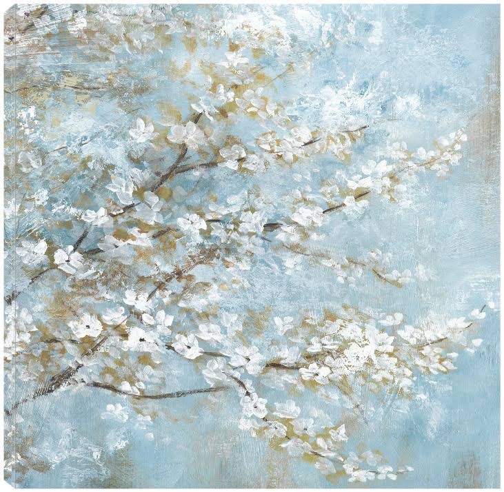 White Blossoms Canvas Art by Nan 22X22 Fineartcanvas