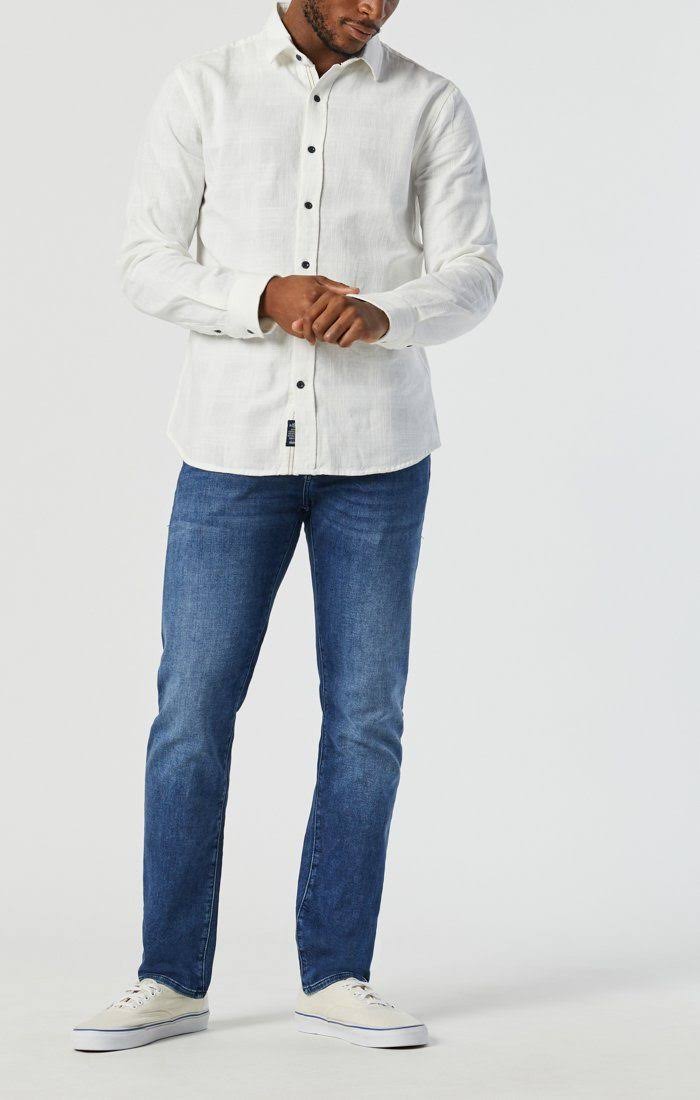 Mavi Men&s Zach Straight Leg in Mid Indigo Athletic | Men&s Jeans