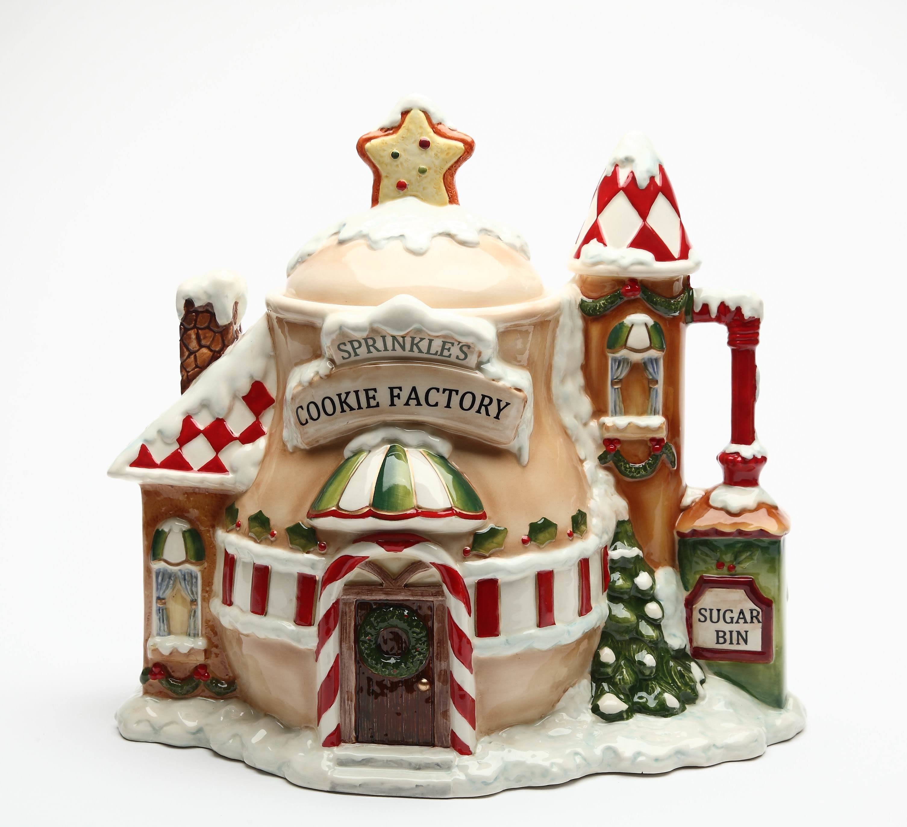 Cosmos 10933 Gifts Ceramic Santa's Village Cookie Jar, 11-3/4-Inch