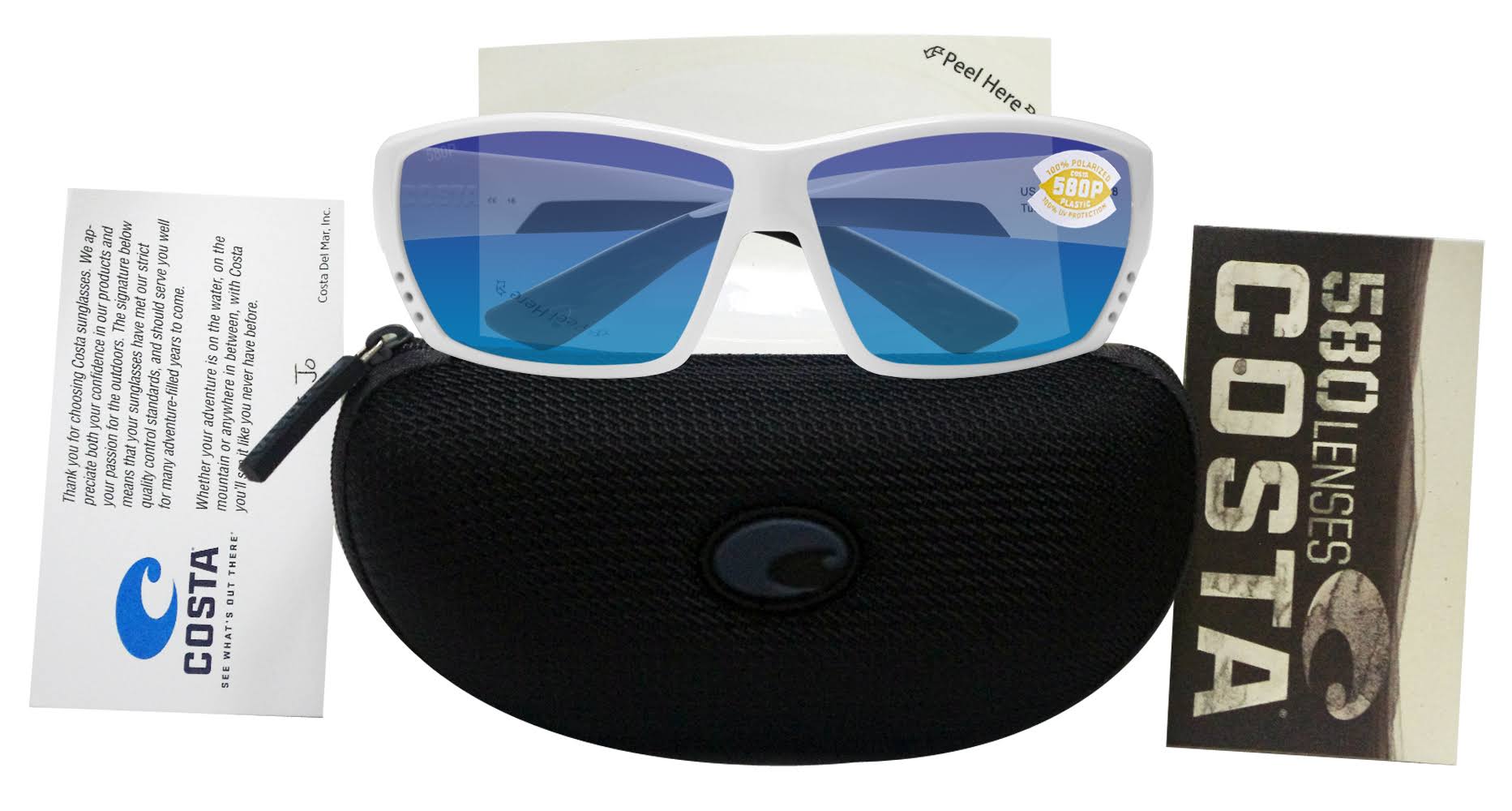Costa Del Mar Tuna Alley Sunglasses - White/Blue Mirror 580P