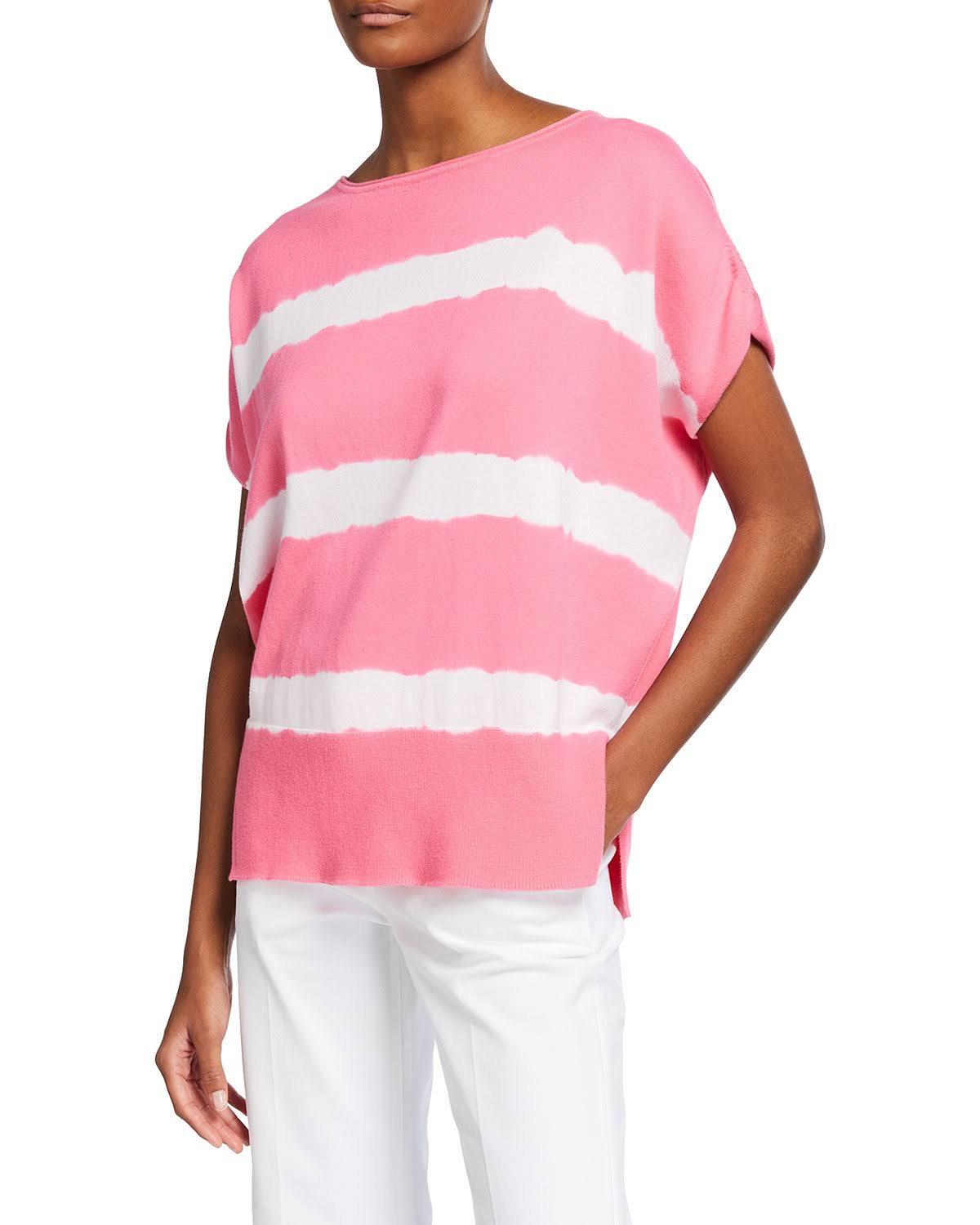 Piazza Sempione Tie-Dye Stripe Batwing Shirt, Pink, Women's, 2