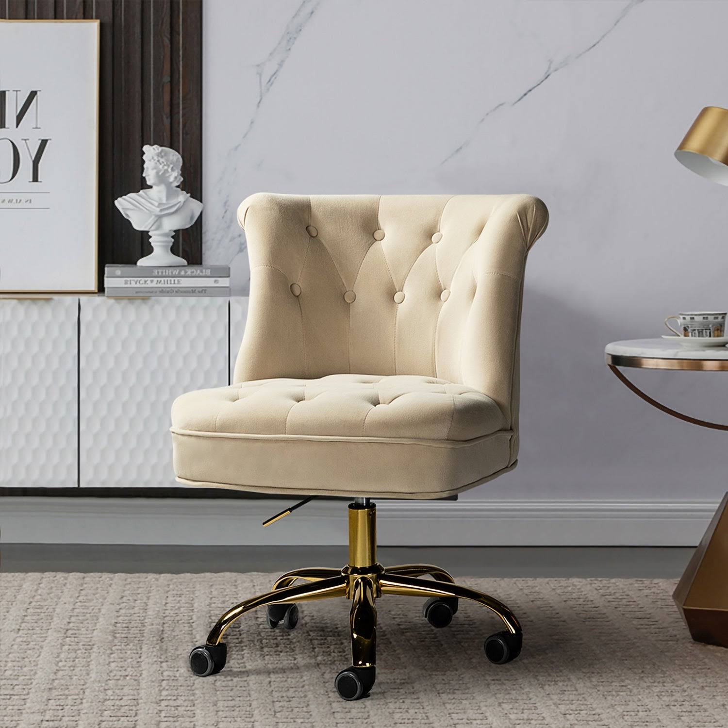 Byrsa Task Chair with Tufted Back for Office - Tan