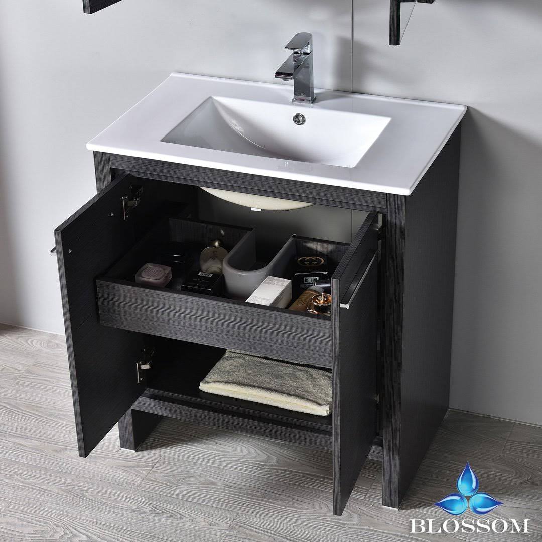 Blossom Milan 30x22 with Medicine Cabinet Glossy White u0026 Silver Grey