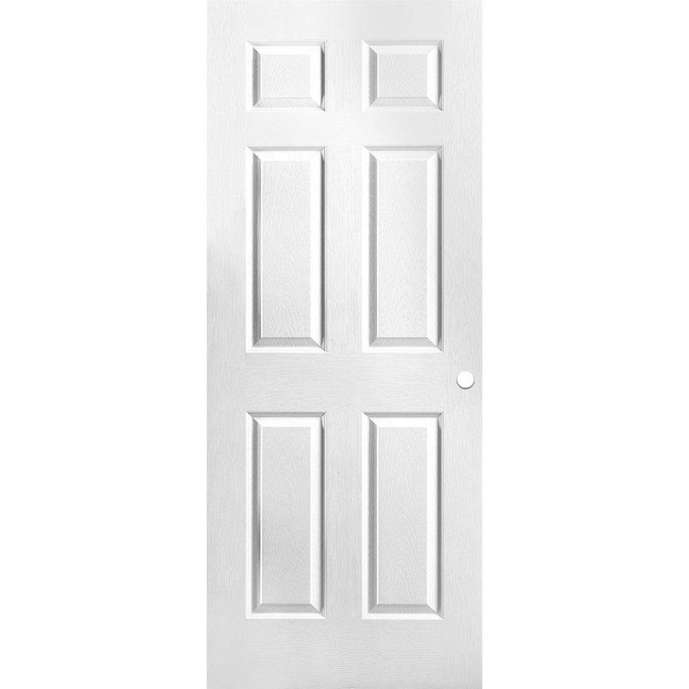 Masonite 61100 32 in. x 80 in. Primed Textured 6-Panel Hollow Core Composite Interior Door Slab with Bore