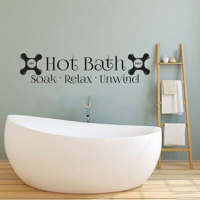 Hot Bath Soak Relax Unwind Vinyl Wall Bathroom Words Decal Sticker Latitude Run Size: 72x22 W, Color: Light Brown