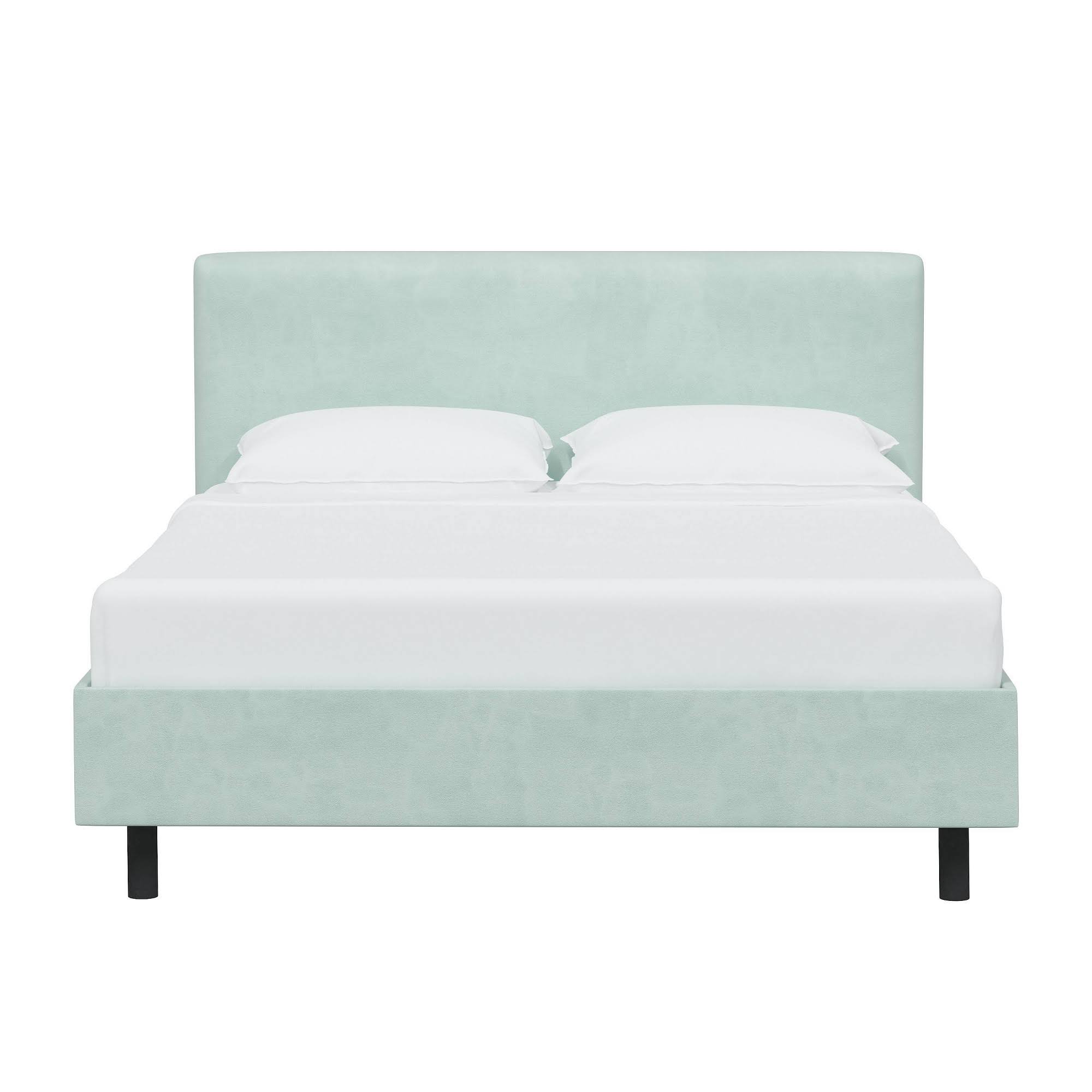 Queen Platform Bed Velvet Pool - Skyline Furniture