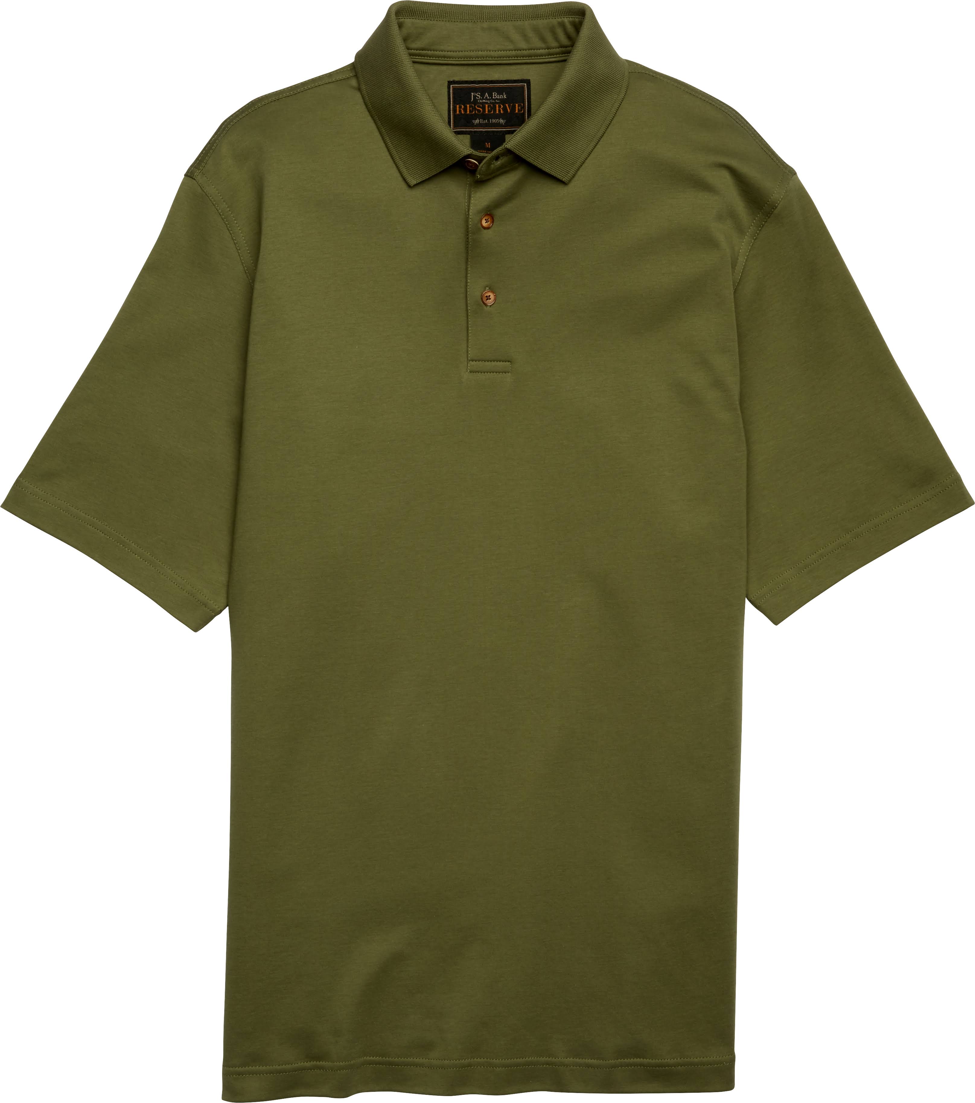 JoS. A. Bank Men's Reserve Collection Traditional Fit Short Sleeve Pima Cotton Polo, Olive, Medium