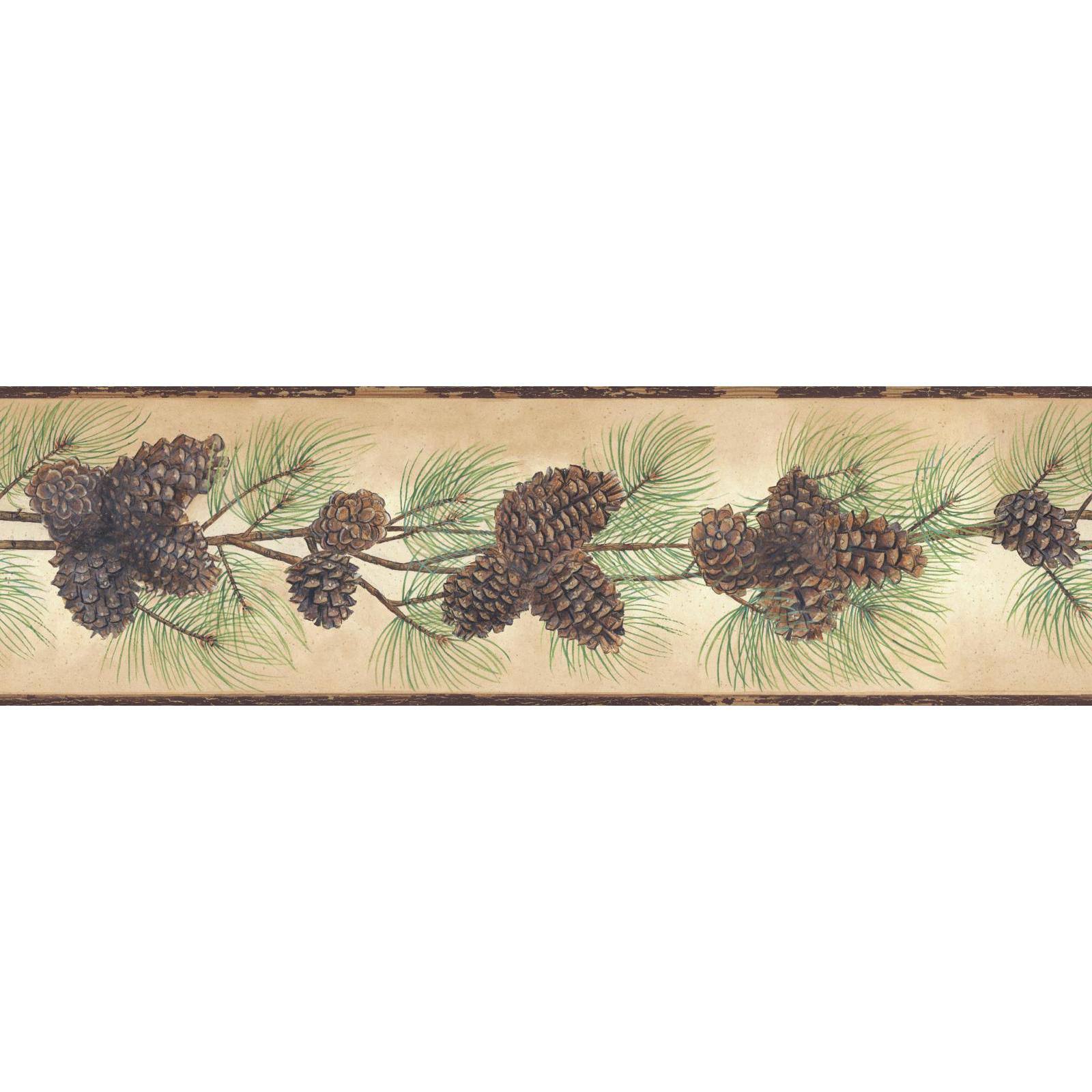 York Wallcoverings BG1669BD Pine Cone Branch Border