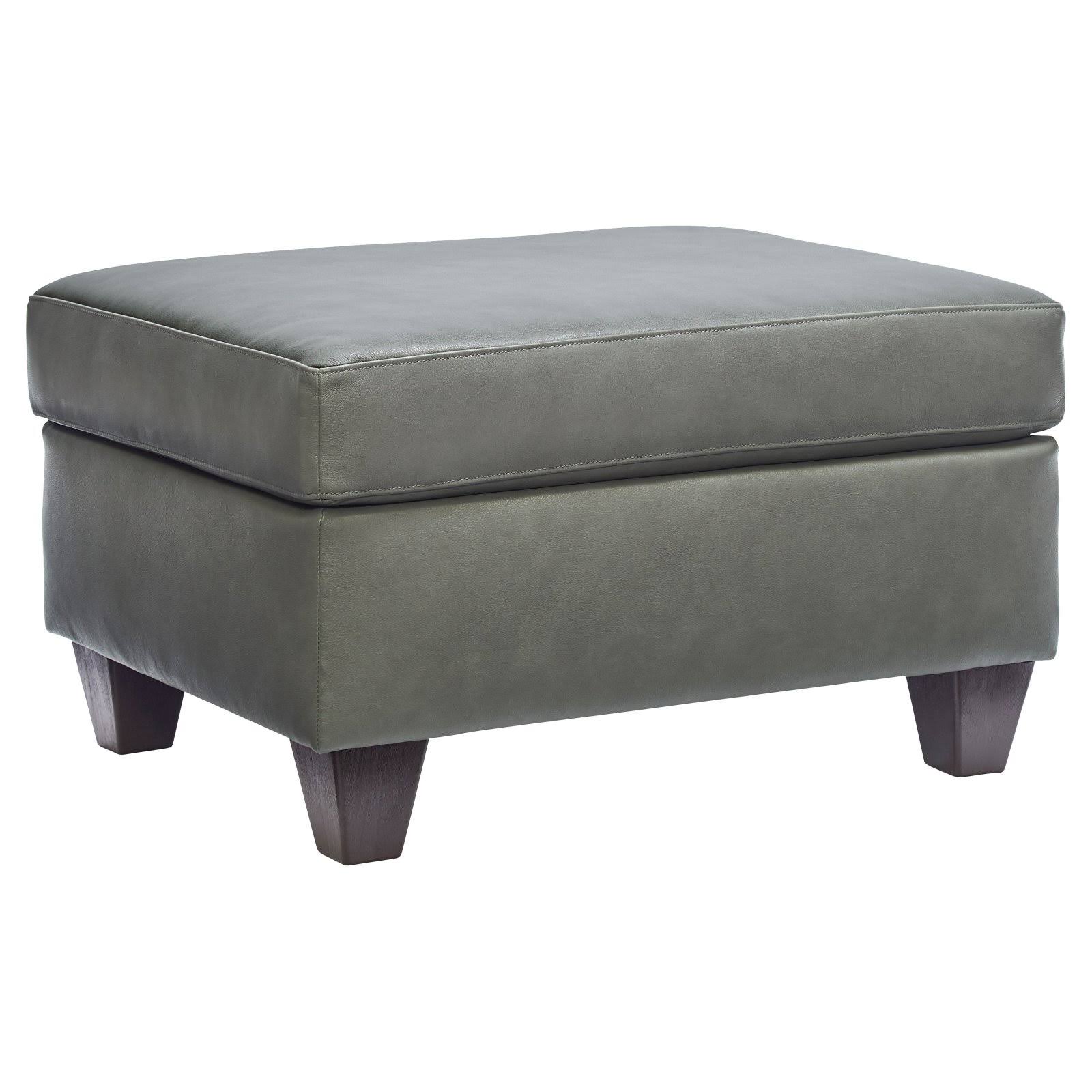 Lane Soft Touch Modern Leather Ottoman Silver