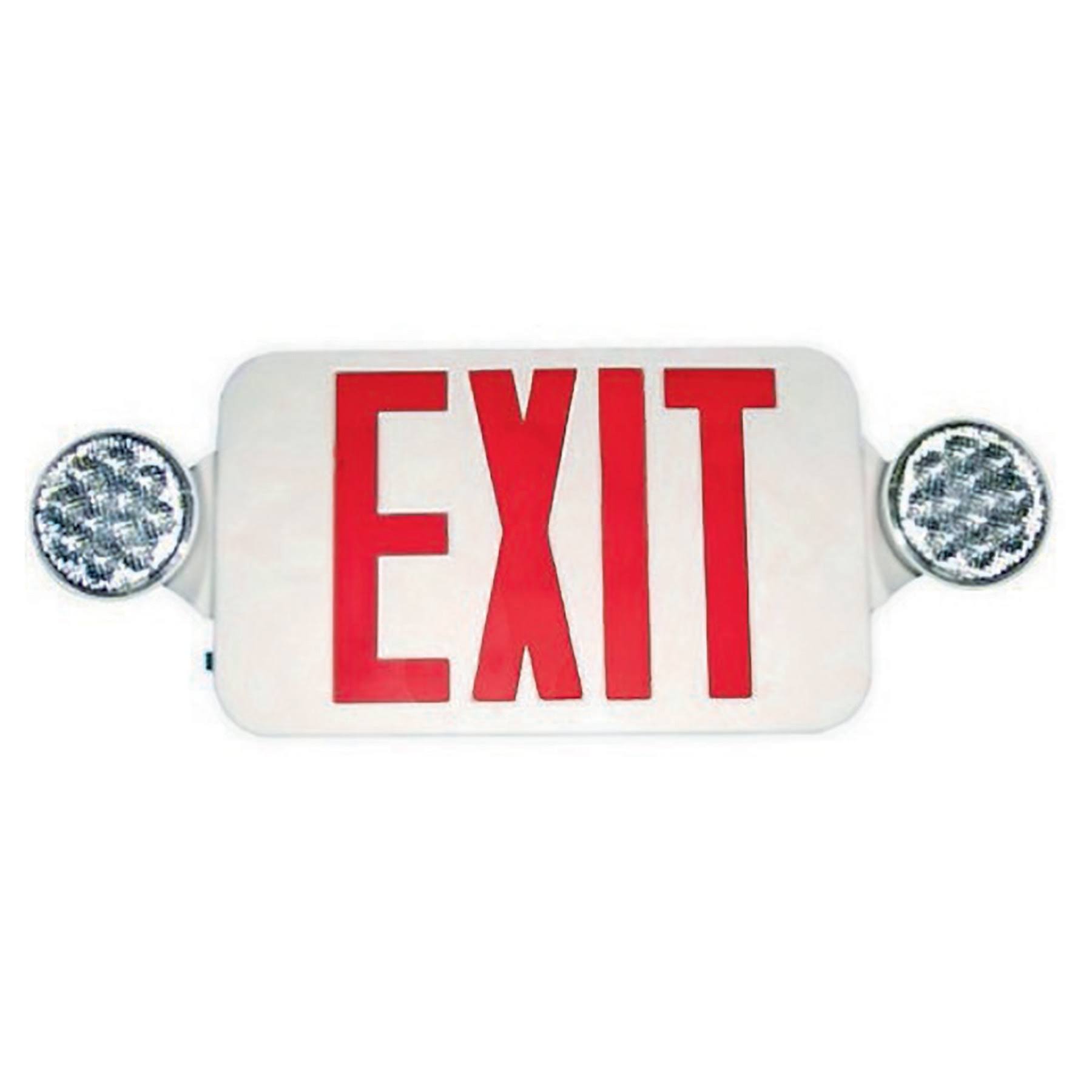 Morris 73532 Round Head LED Combo Exit Emergency Light with Self Diagnostic Red LED White Housing