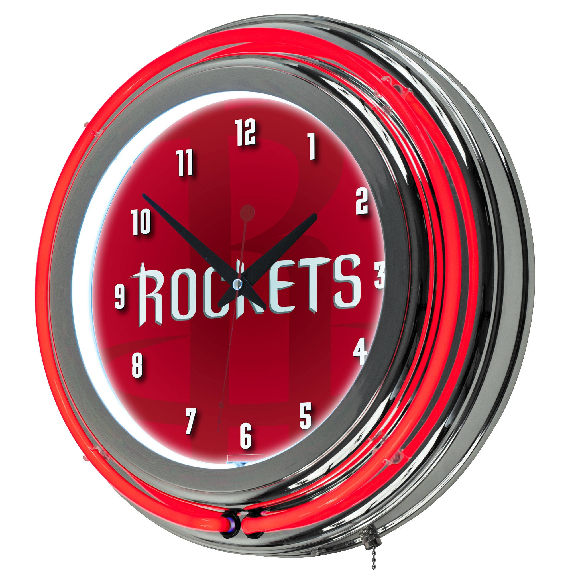 NBA Chrome Double Rung Neon Clock - Fade - Houston Rockets