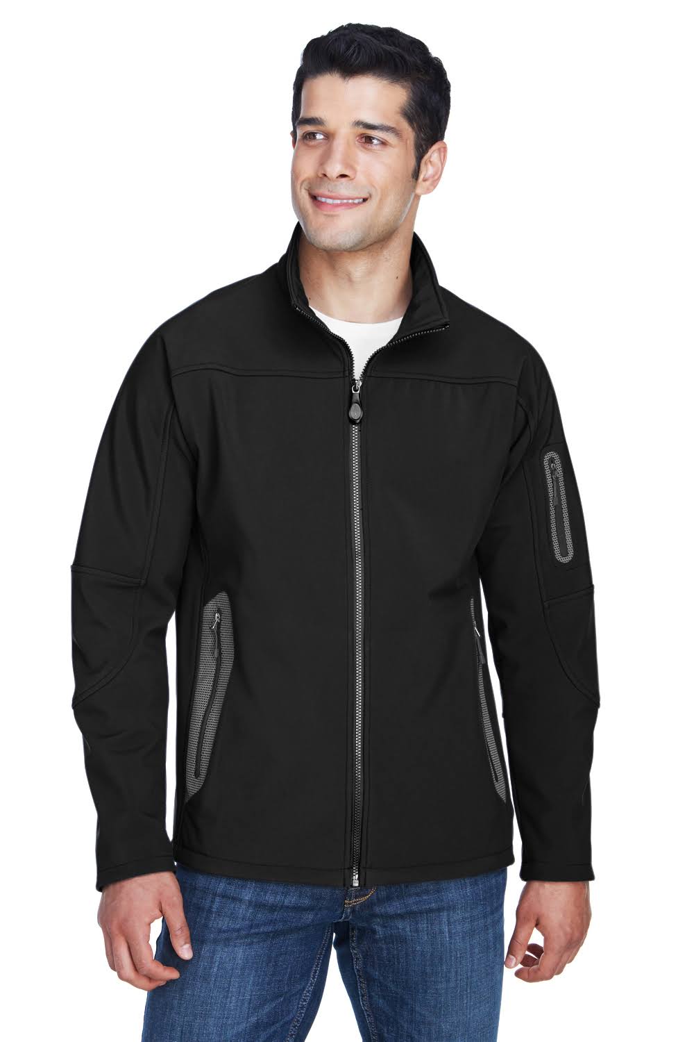 North End 88138 Men's Three-Layer Fleece Bonded Soft Shell Technical Jacket - Black - 3XL