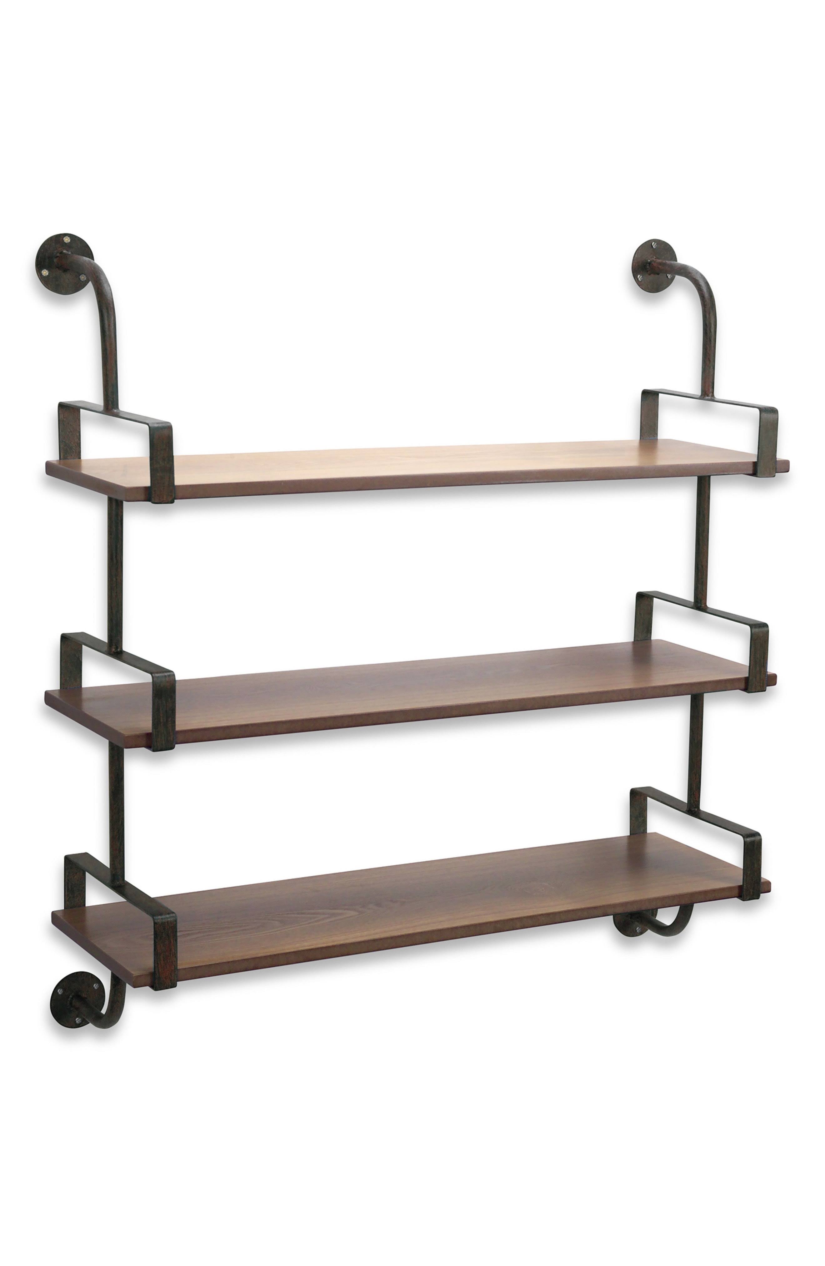 Melrose International Triple Shelf Wall Rack, Brown/Gray