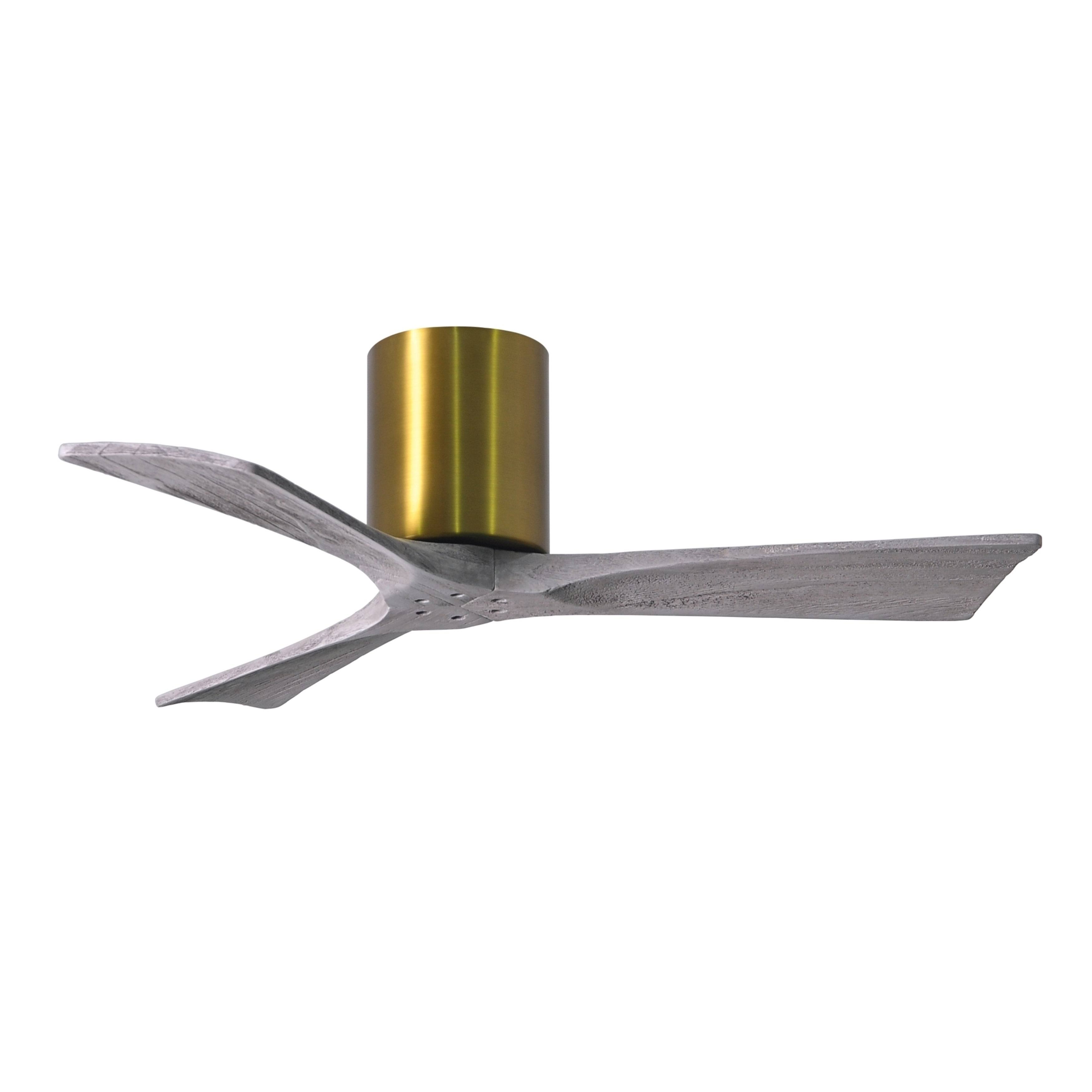 Matthews Fan Company Irene 42 inch Paddle Ceiling Fan in Brushed Brass 3 Barnwood Tone Blade - IR3H-BRBR-BW-42