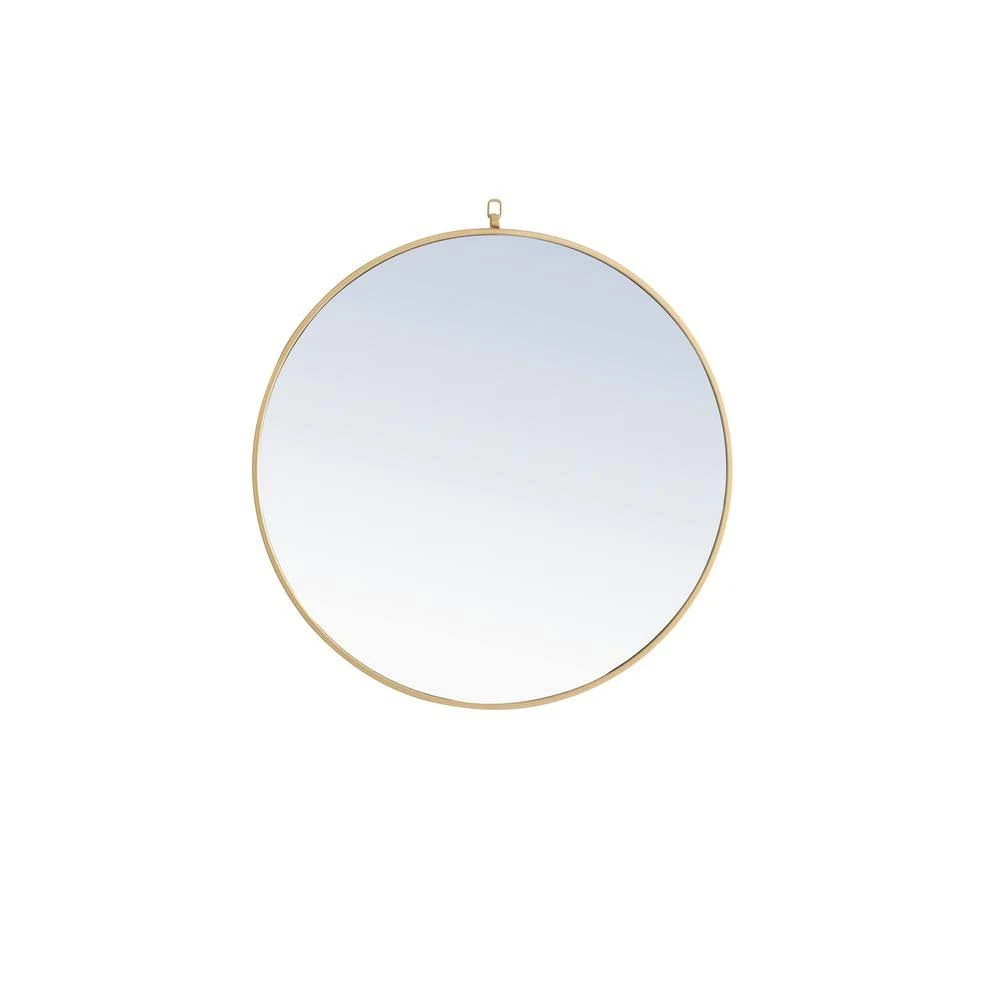 Elegant Furniture Medium Round Brass Modern Mirror (32 in. H x 32 in. W)