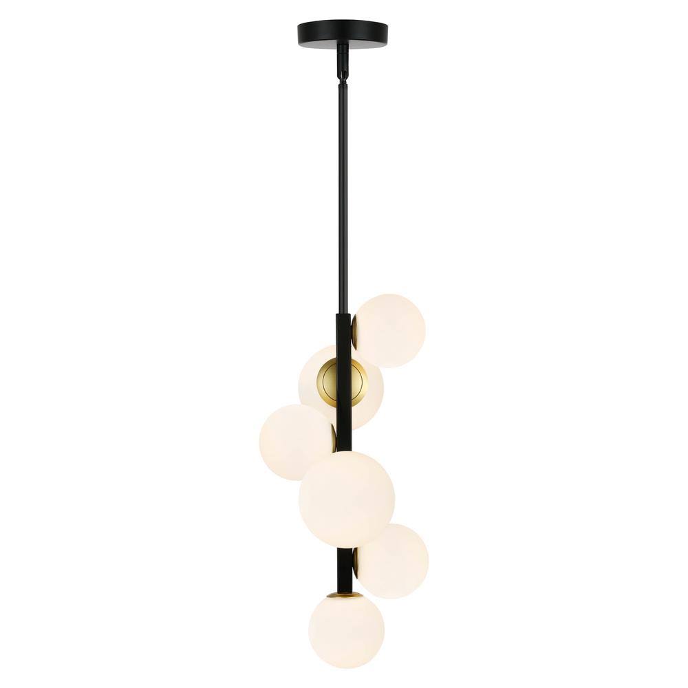 Light Society Trieste 6-Light Black/Frosted Pendant with Glass Shades