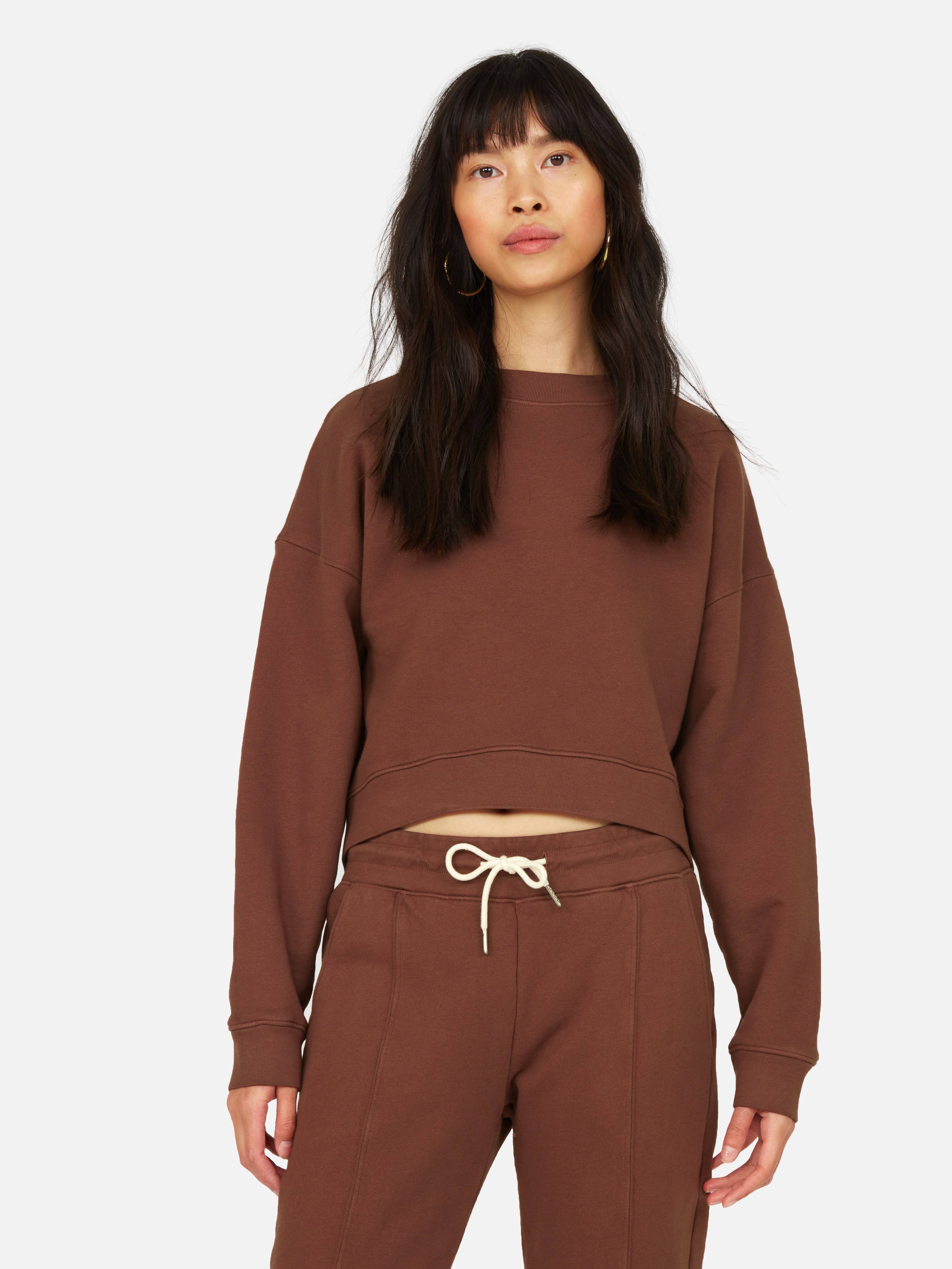 Fleece Crop Sweatshirt Tobacco / L