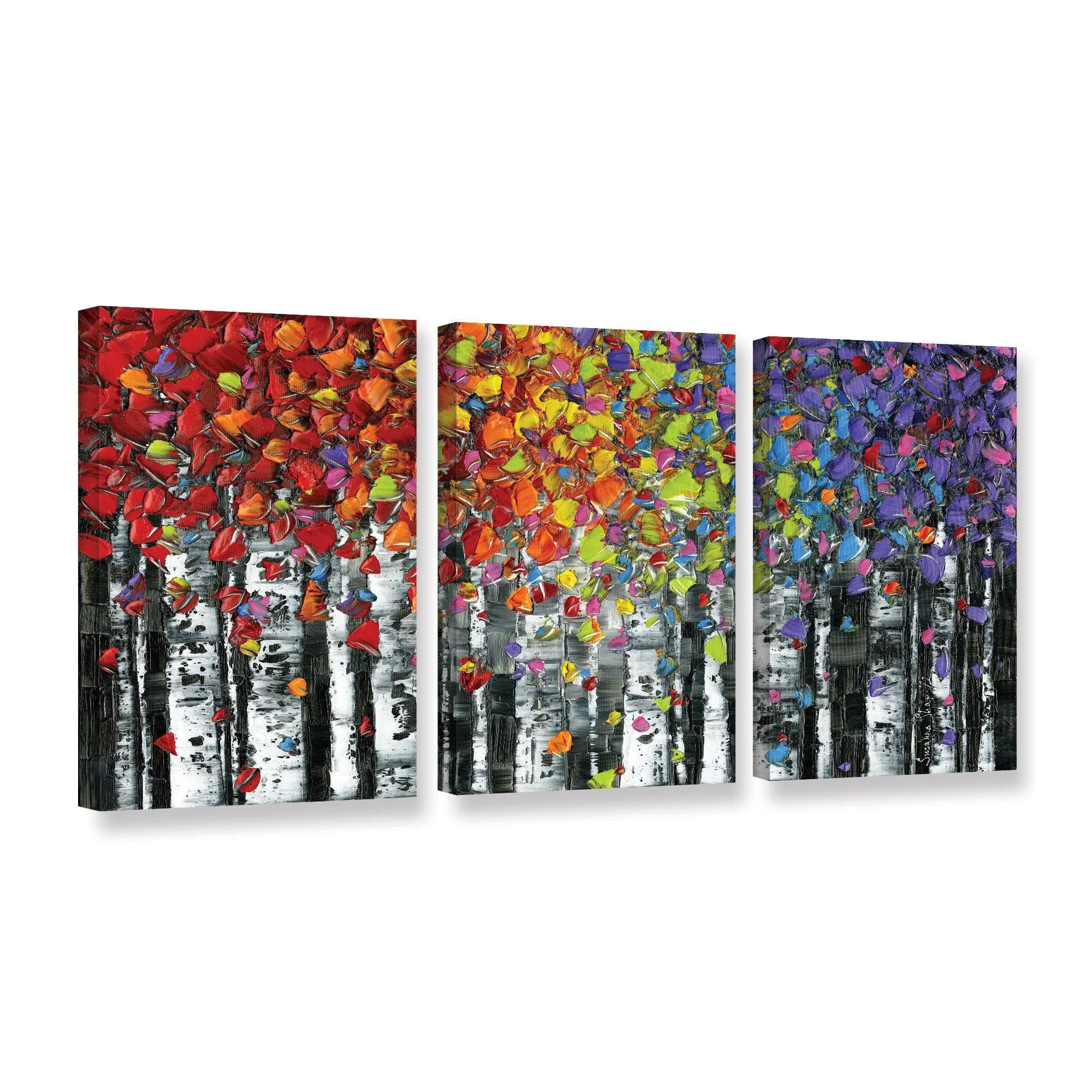 ArtWall Susanna Shaposhnikova's Birch, 3 Piece Gallery Wrapped Canvas Set - 36x72