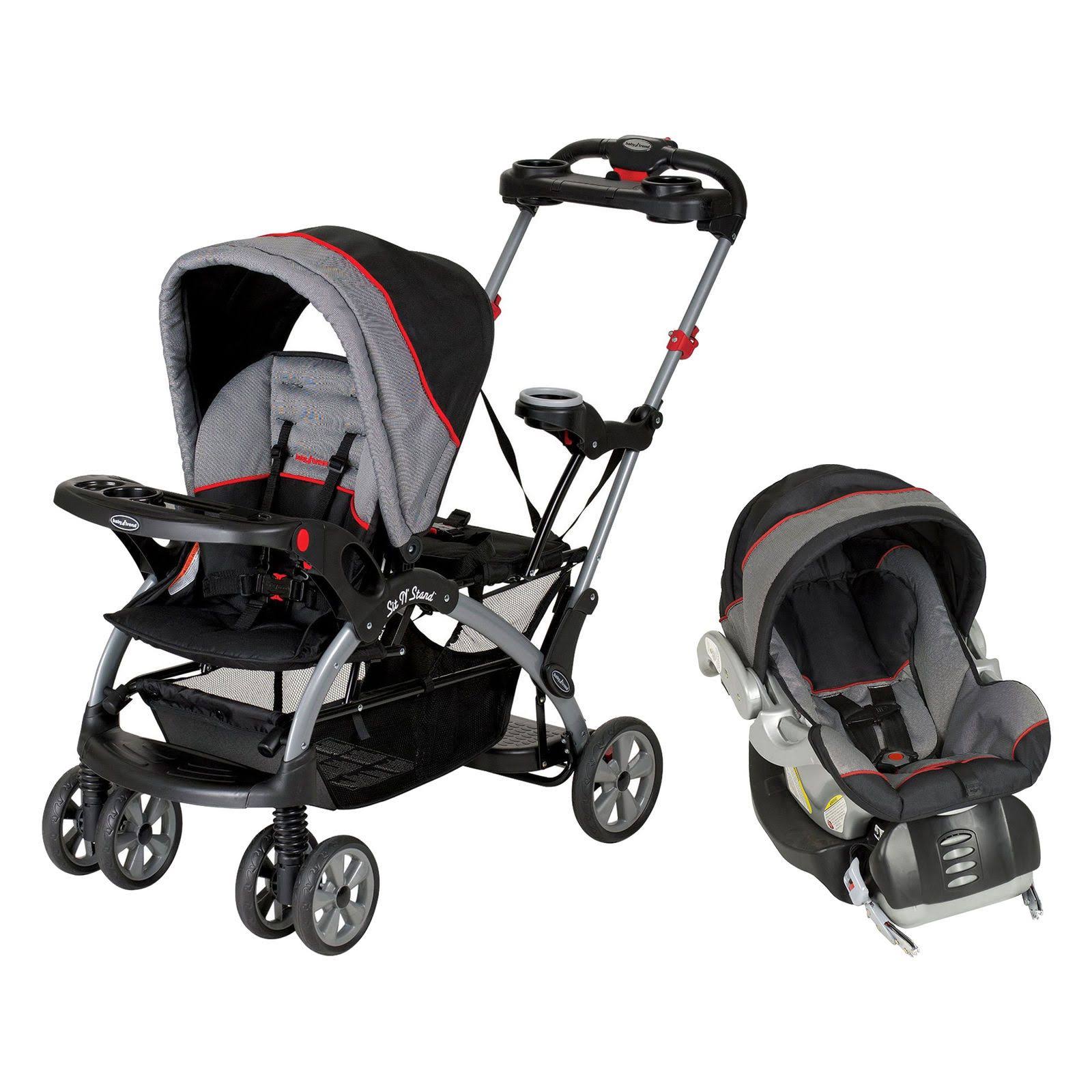 Baby Trend Sit N Stand Platform Canopy Ultra Stroller Travel System w/ Car Seat