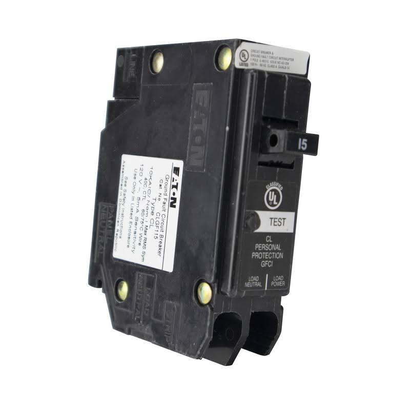 Eaton CLGF115 CL 15 Amp Single-Pole Self Test Ground Fault Circuit Breaker