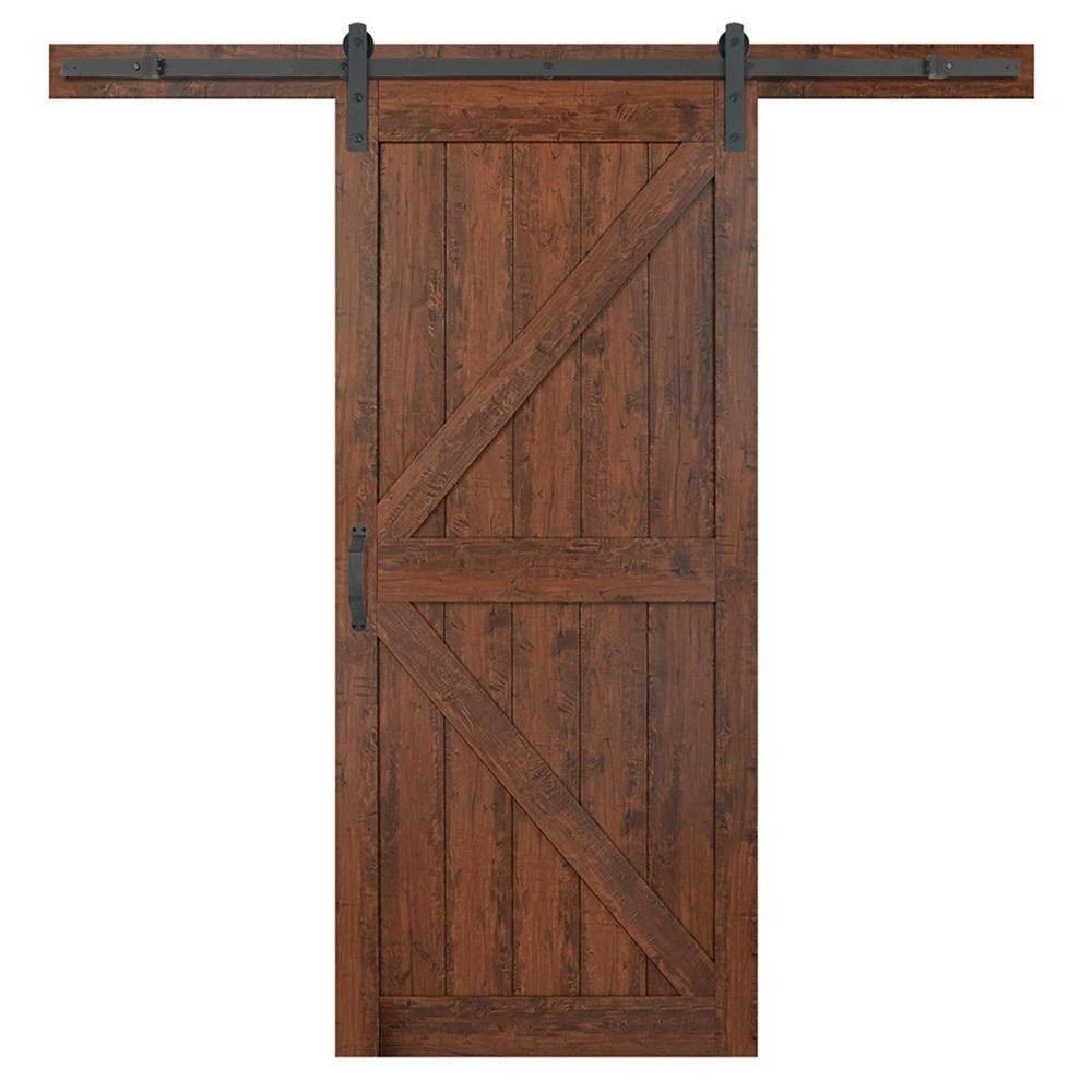 Masonite 36 in. x 84 in. K-Bar Auburn Interior Sliding Barn Door Slab with Hardware Kit