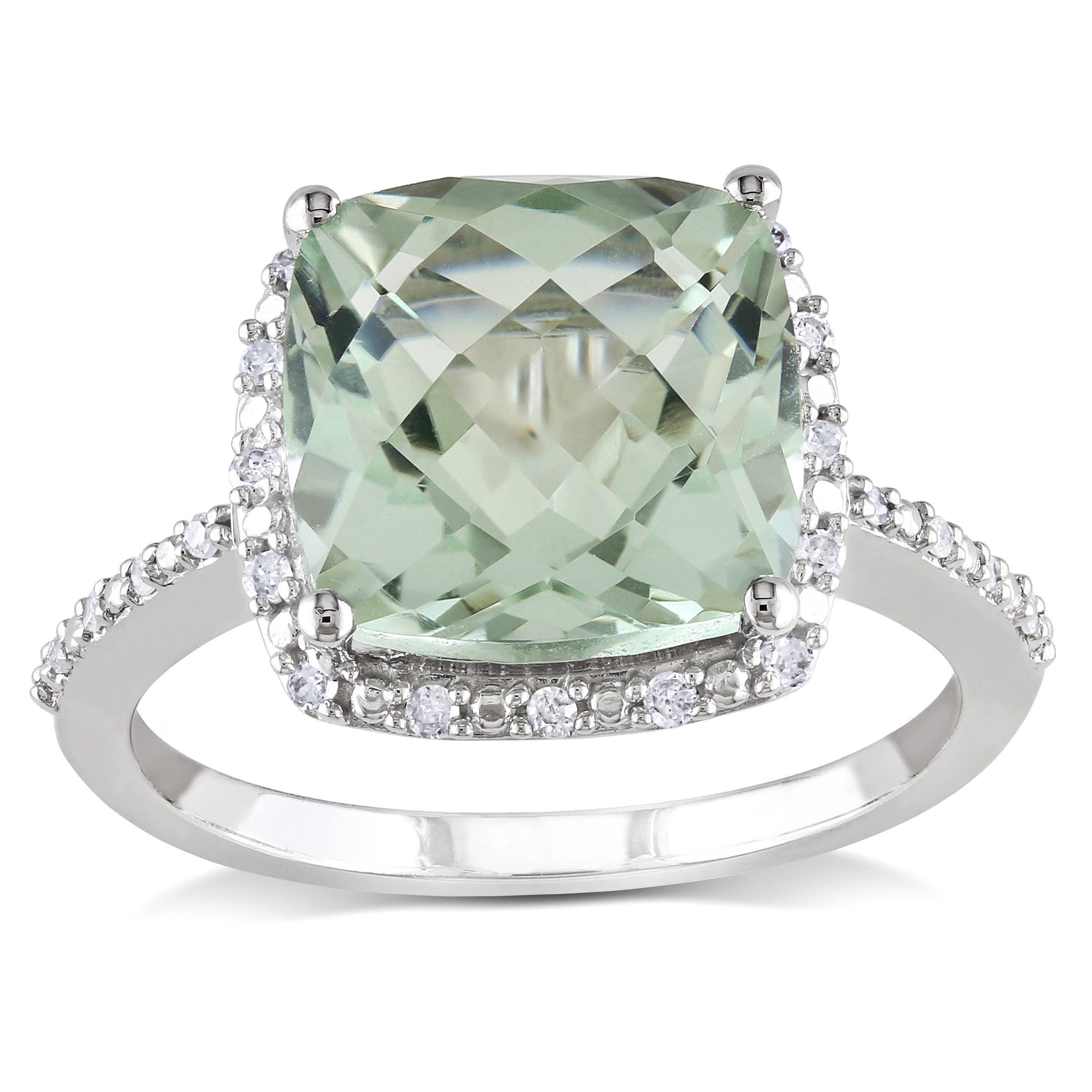 Miadora 10K White Gold Green Amethyst and 1/10ct TDW Diamond Ring (H-I, I2-I3) 6