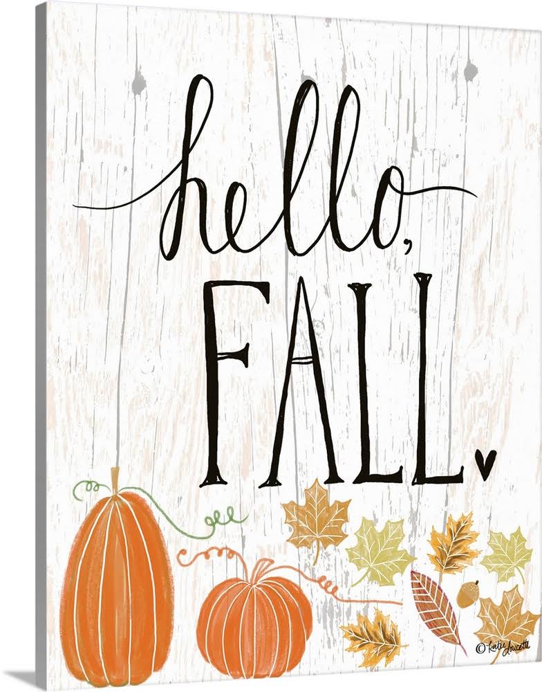 Hello Fall | Large Solid-Faced Canvas Wall Art Print | Great Big Canvas