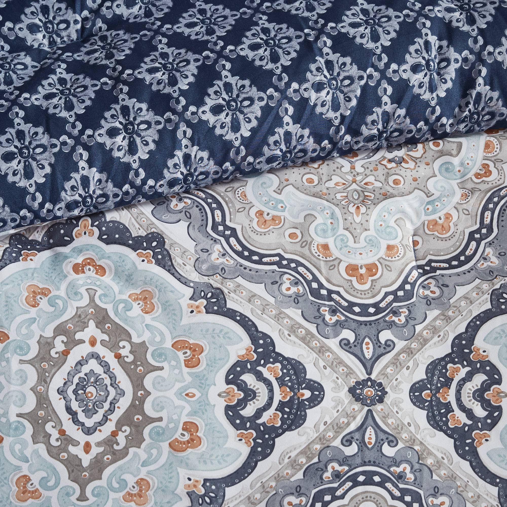 Madison Park Titus King Navy Reversible Complete Bedding Set