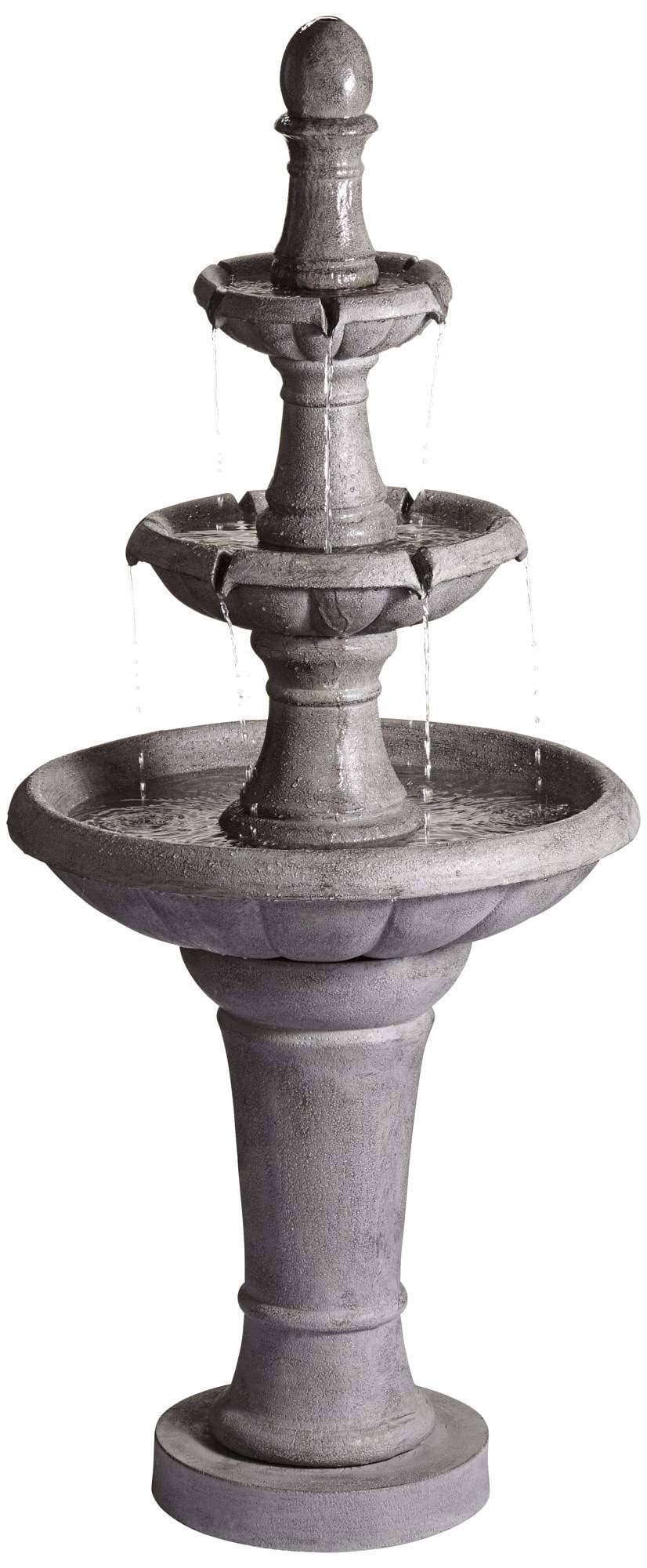 John Timberland Pisa Italian Outdoor Floor Water Fountain 57 1/2x22 High 3 Tiered Bowls for Yard Garden Patio Deck Home
