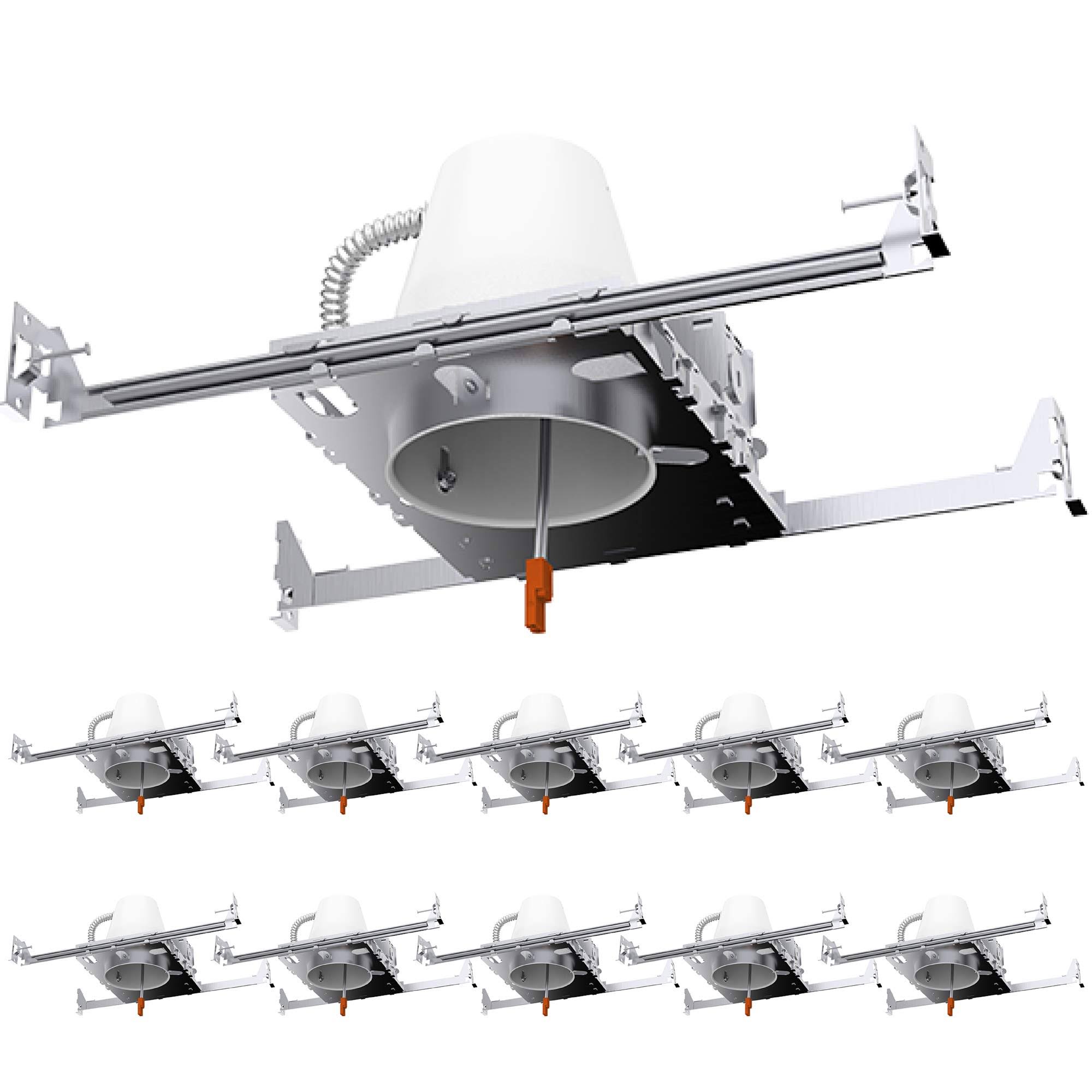 Sunco Lighting 10 Pack 4x22 New Construction LED Can Air Tight IC Housing Recessed