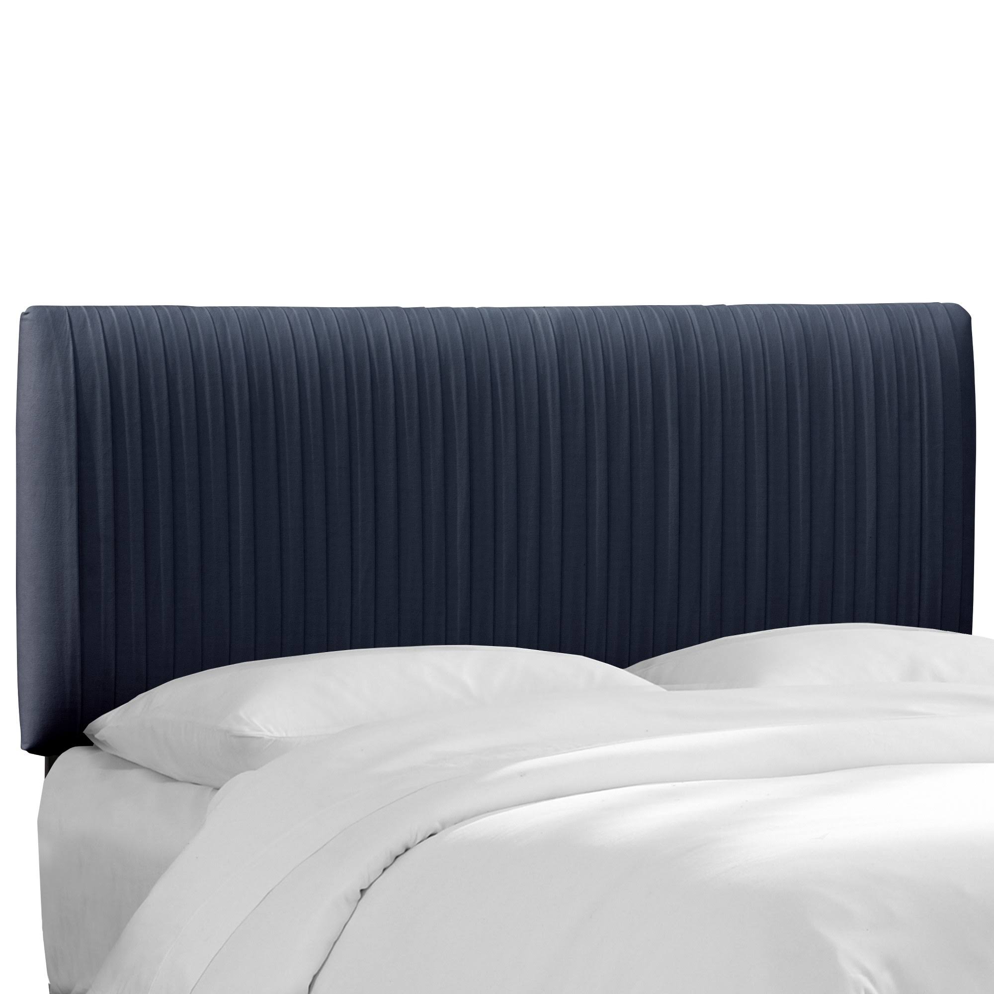 Queen Skylar Upholstered Pleated Headboard Navy Velvet - Cloth u0026 Co.