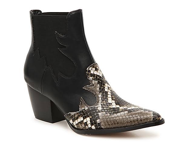 Coconuts Rebel Western Chelsea Boot - Women's - Black/Ivory Snake Print