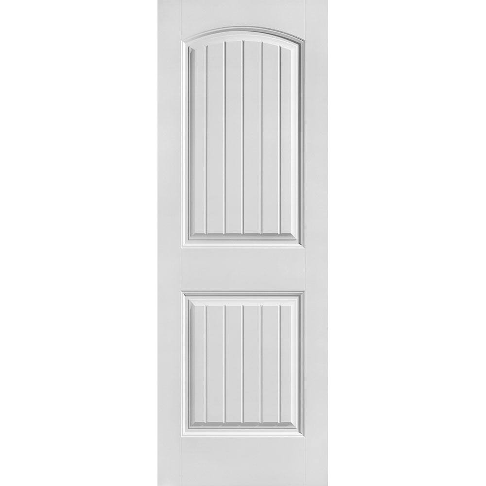 Masonite 28 in. x 80 in. Cheyenne Smooth 2-Panel Camber Top Plank Hollow Core Primed Composite Interior Door Slab