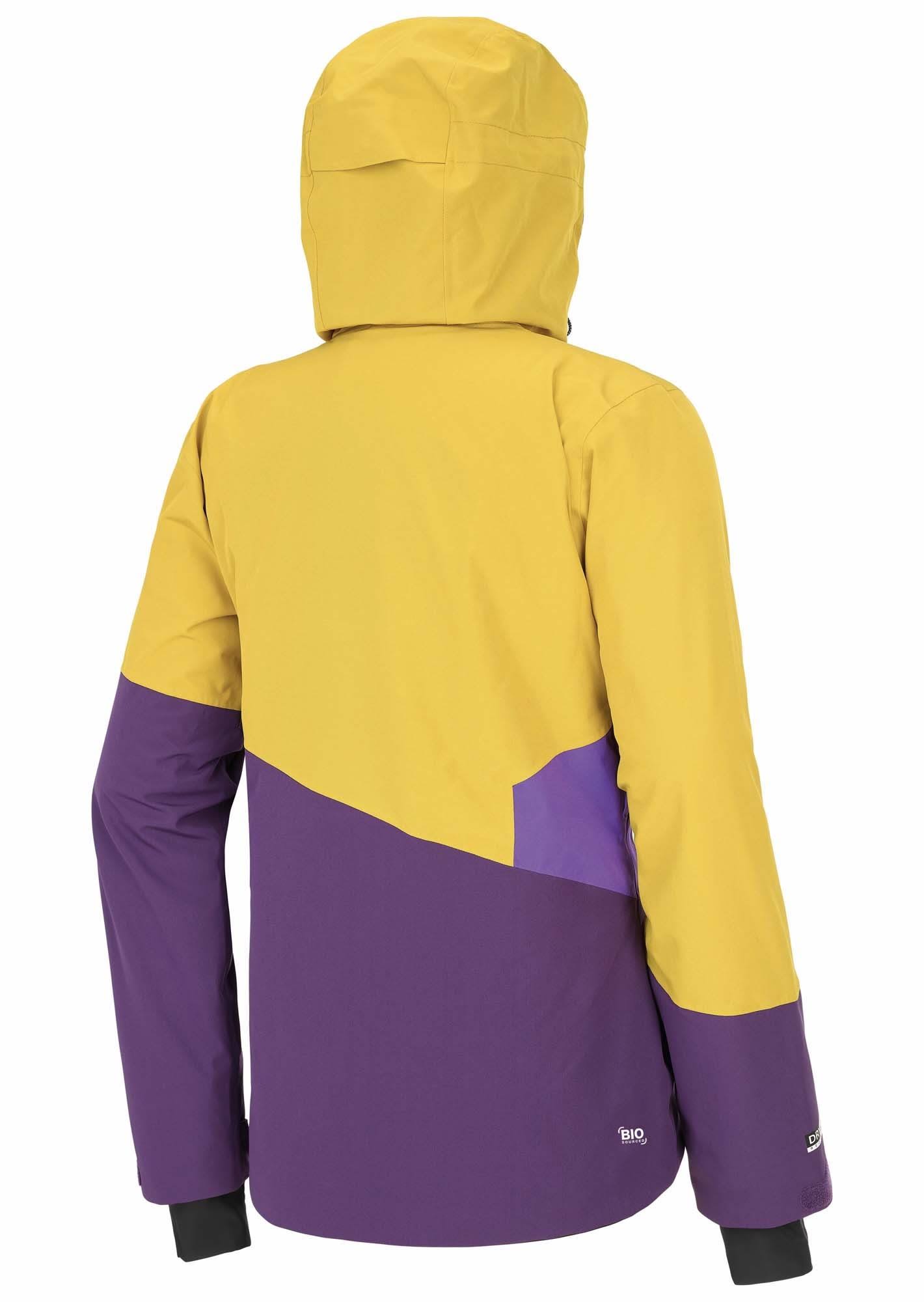 Picture Seen Jacket Colorblock-Yellow-Purple, Womens Waterproof Jacket, Size S - Color Safran