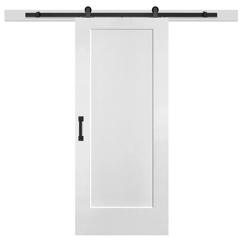 Masonite 36 in. x 84 in. Lincoln Park Primed Interior Sliding Barn Door Slab with Hardware Kit