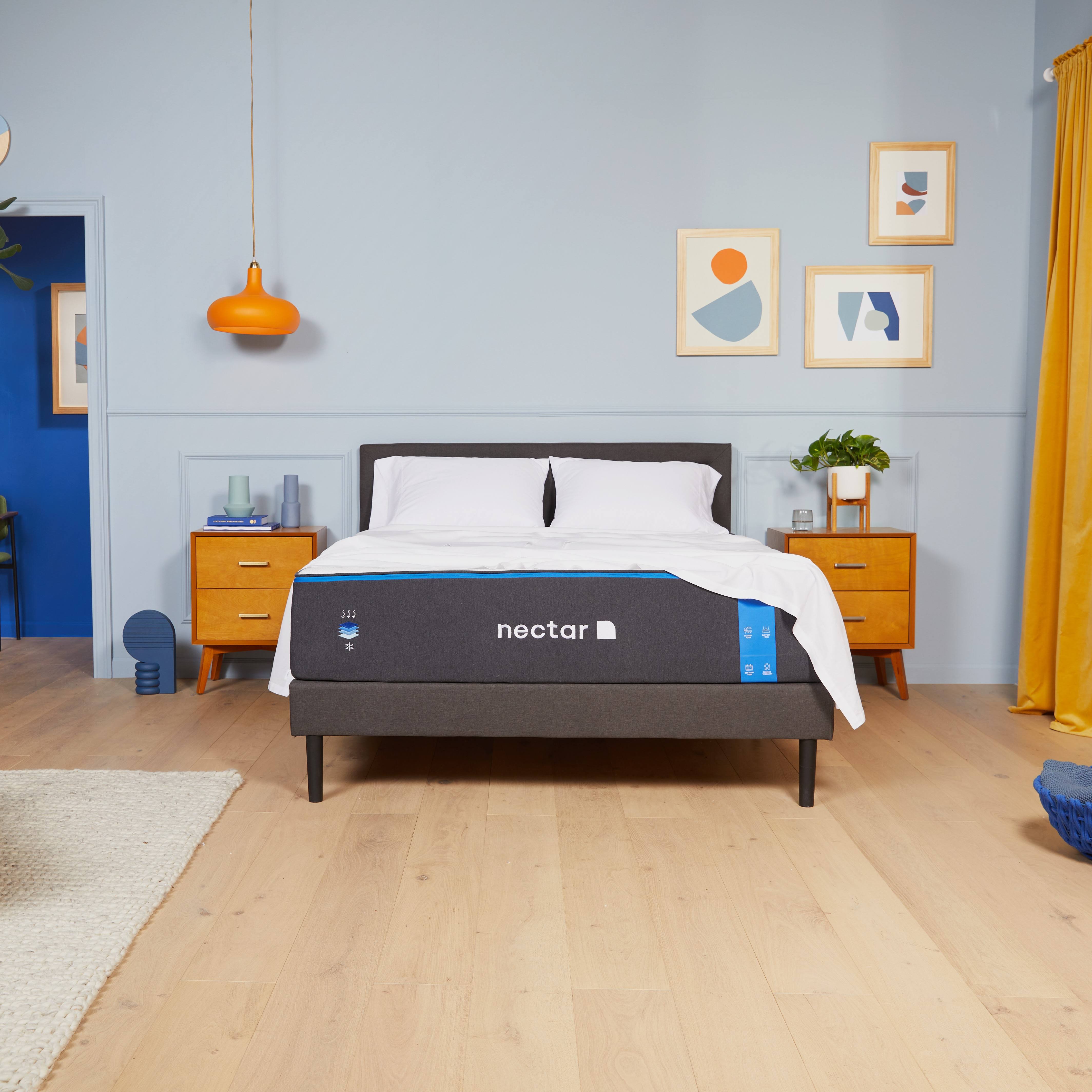 Queen Size Upholstered Bed Frame with Button-Tufted Headboard