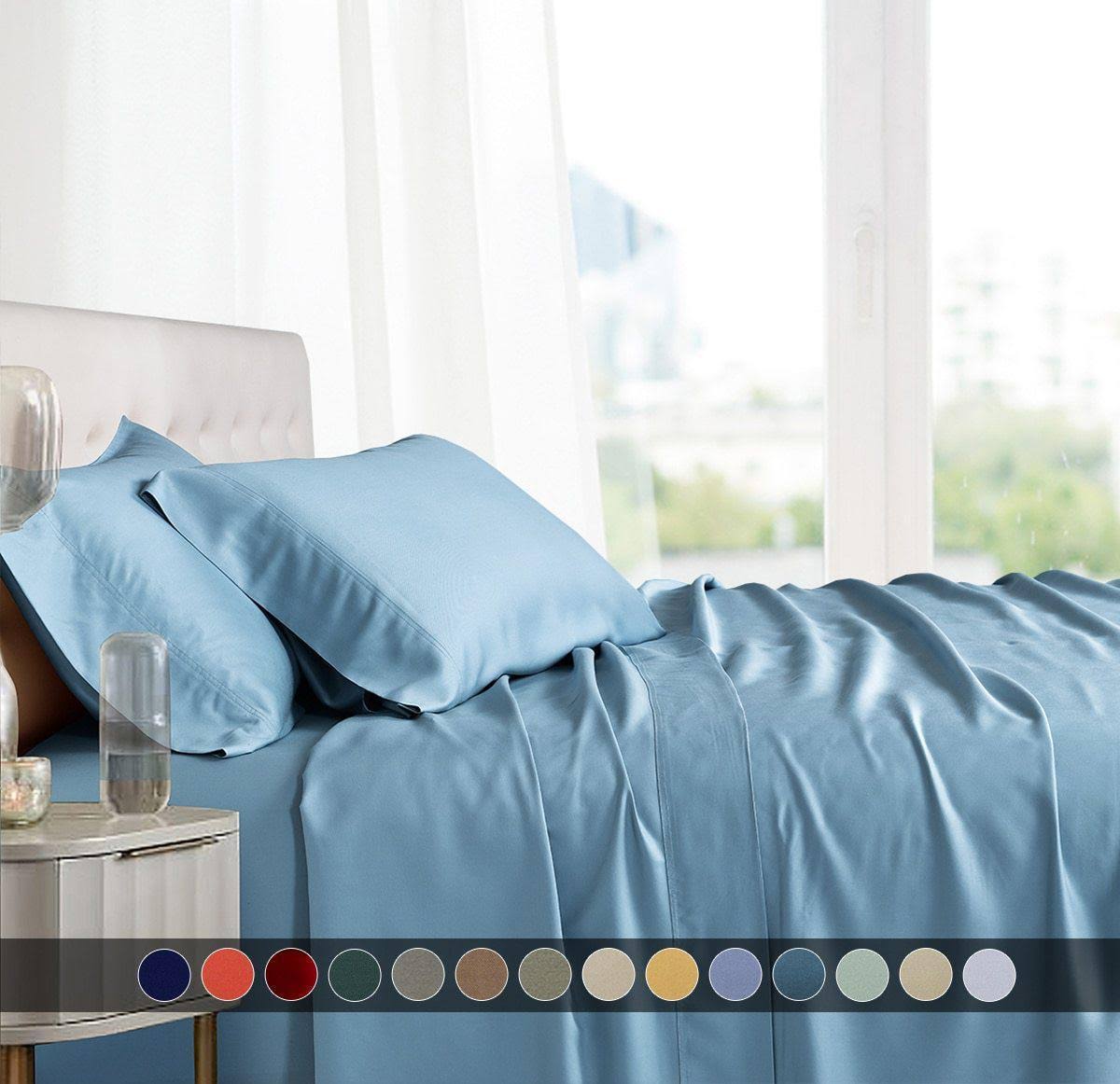 Royal Tradition 100% Bamboo Bed Sheets Set Super Soft Queen / Linen