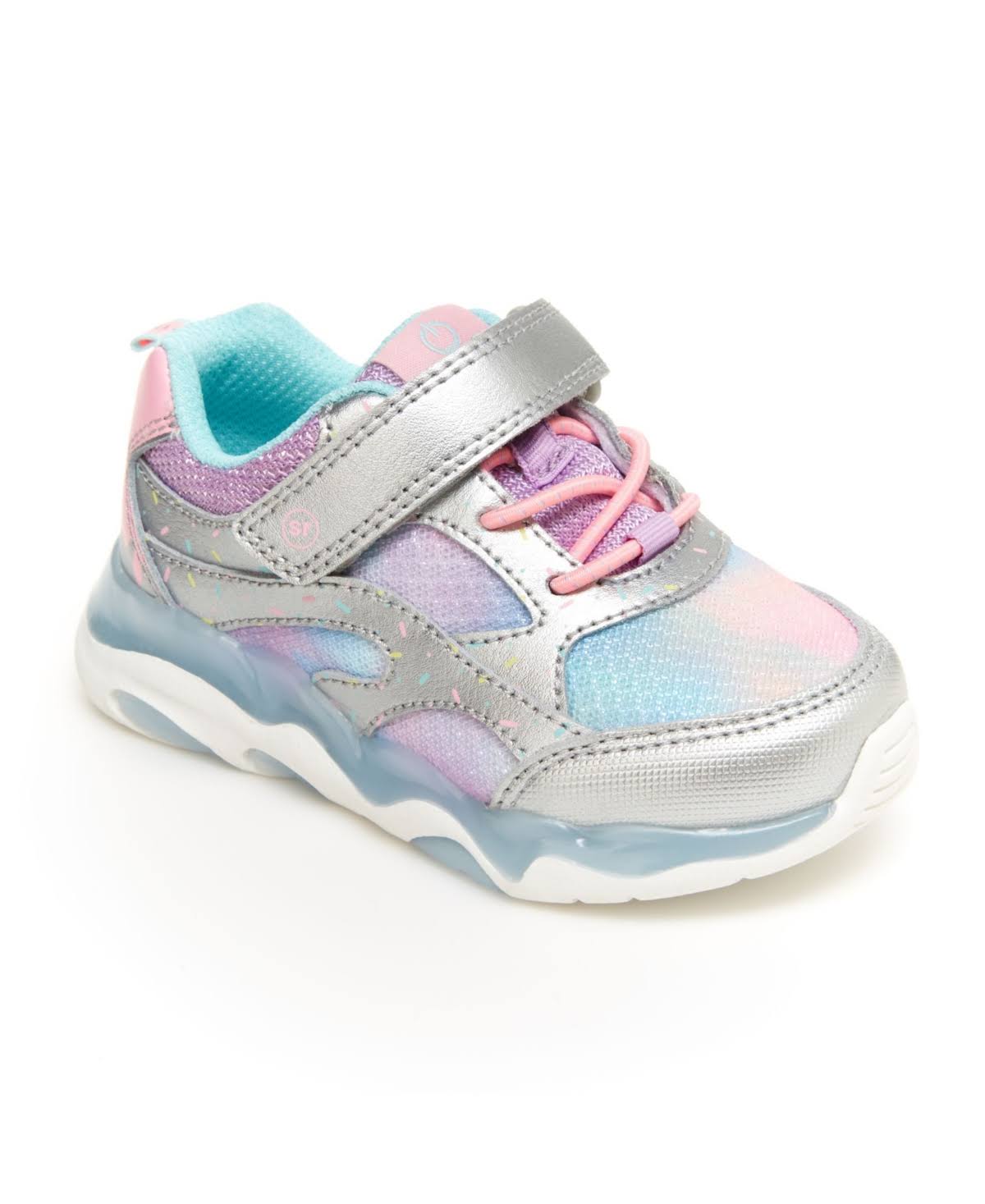 Stride Rite Light-Up Swirl Sneaker Silver Multi, Size 7.5 W Kids Shoes