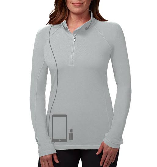 Women's Half Zip for Women, Gray, Multi-Pocket, L, SCOTTeVEST