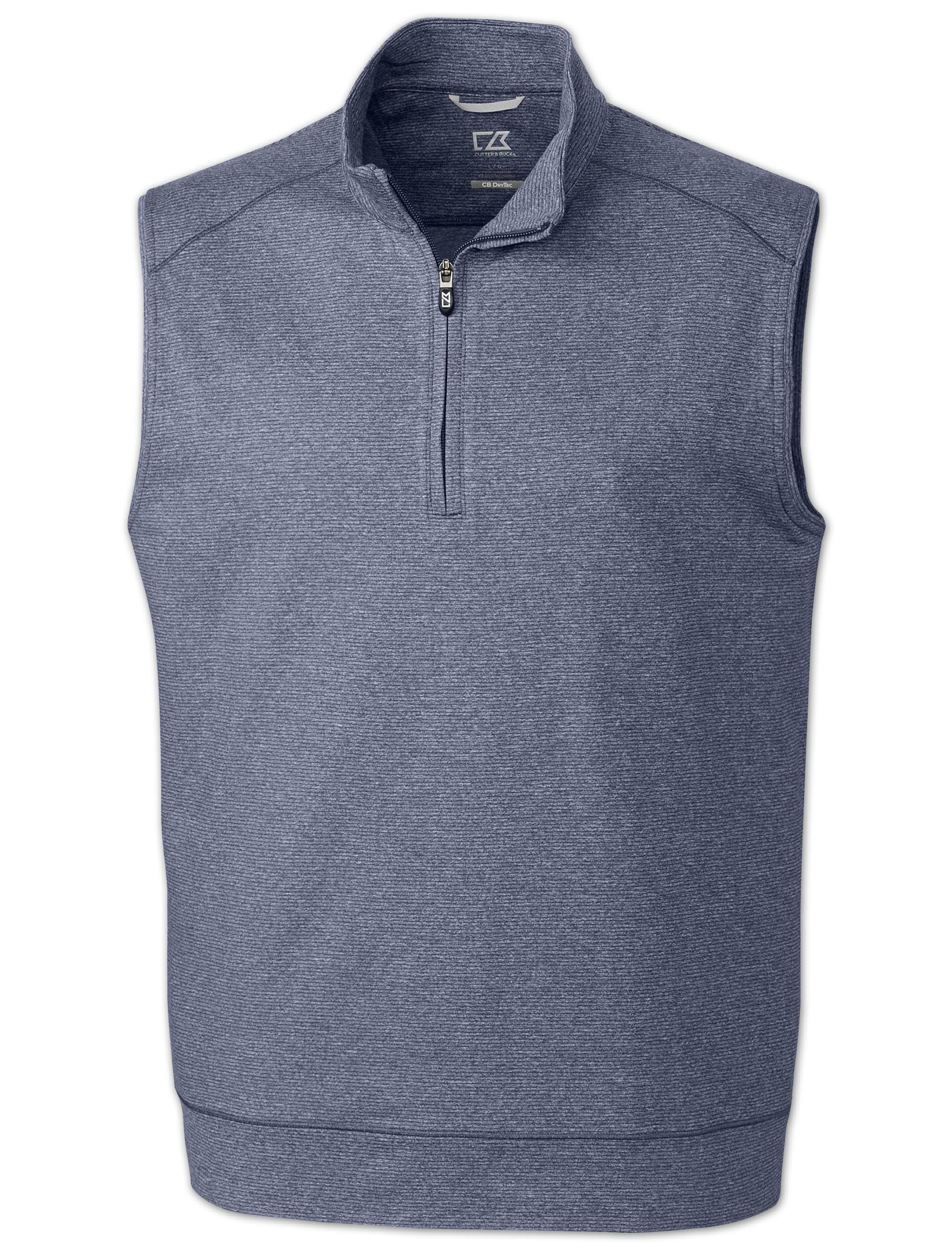 Cutter u0026 Buck Men's Liberty Navy Heather Tall Shoreline Half Zip Vest