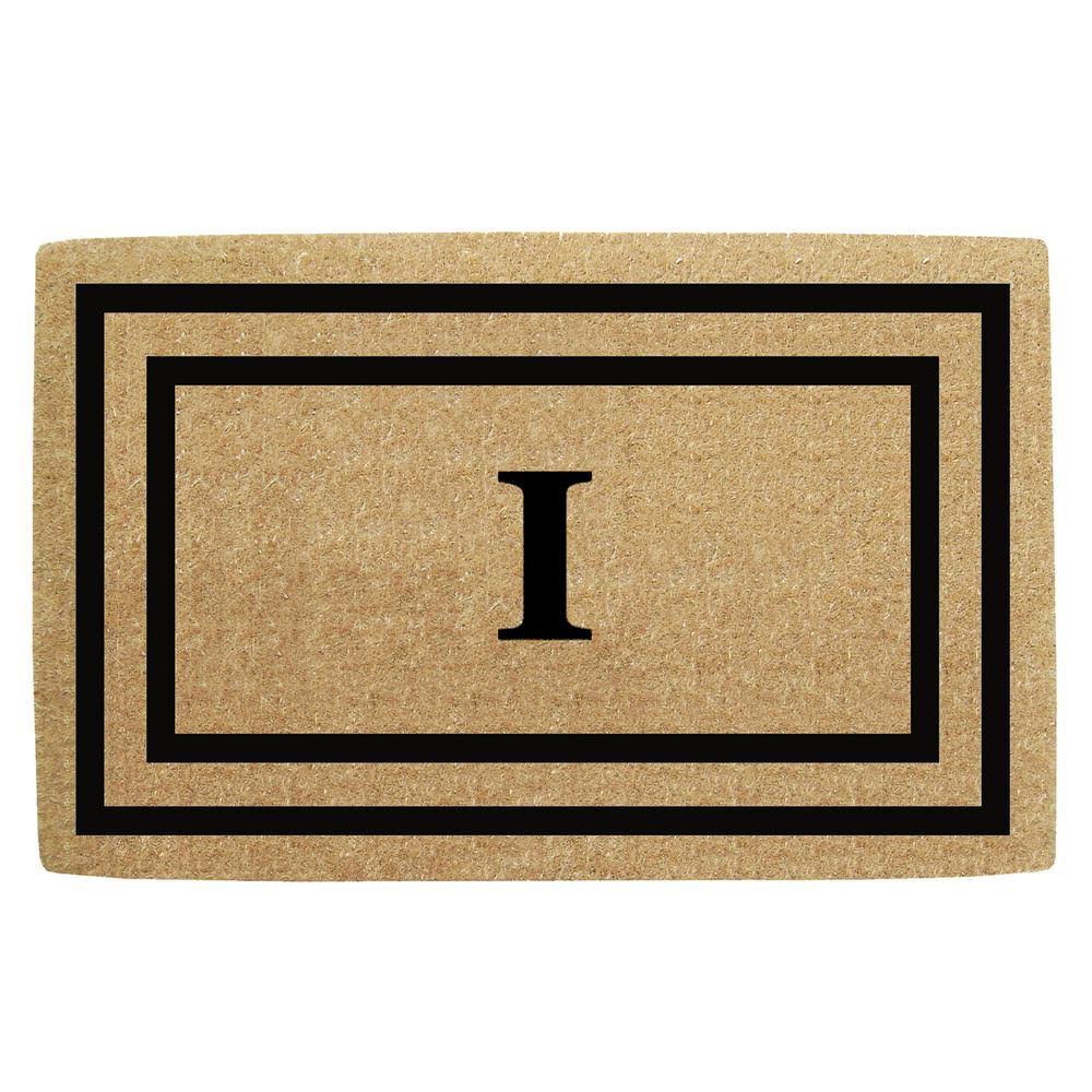 Nedia Home O2044I 22 x 36 in. Thin Double Picture Frame Heavy Duty Coir Door Mat Monogrammed I - Black