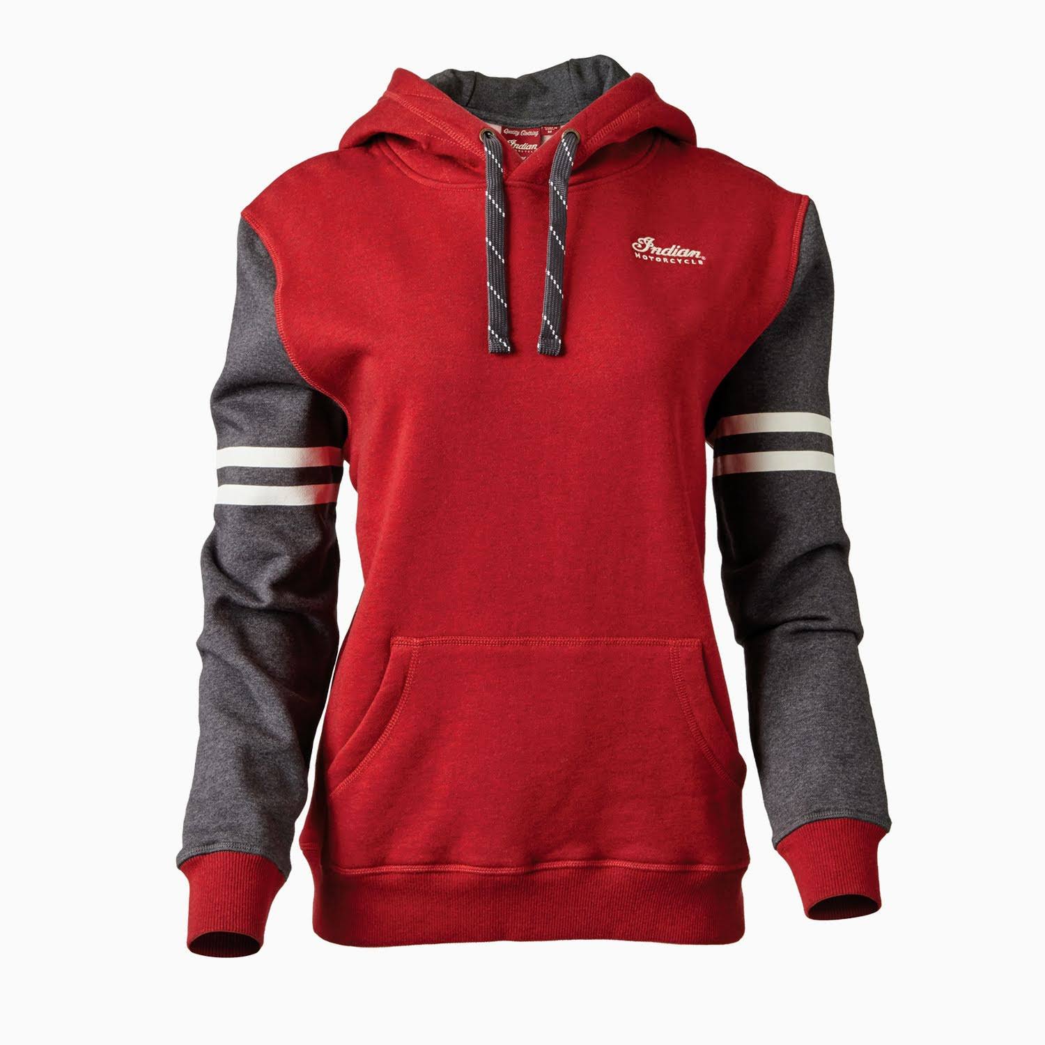Indian Motorcycle Women's Pullover Hooded Sweatshirt Red/Gray Large