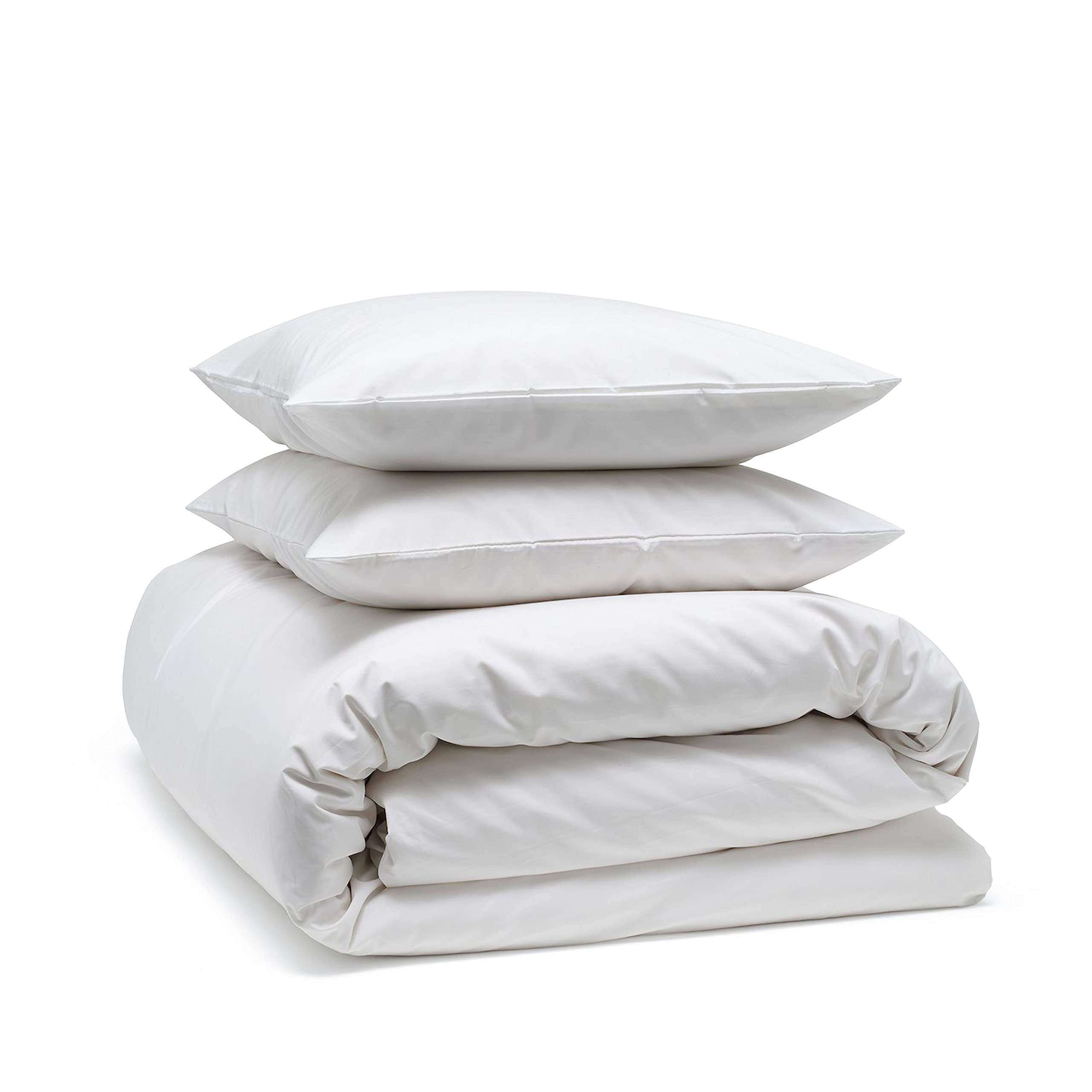 100% Organic Cotton Solid Wrinkle Resistant Duvet Set (White - Twin)