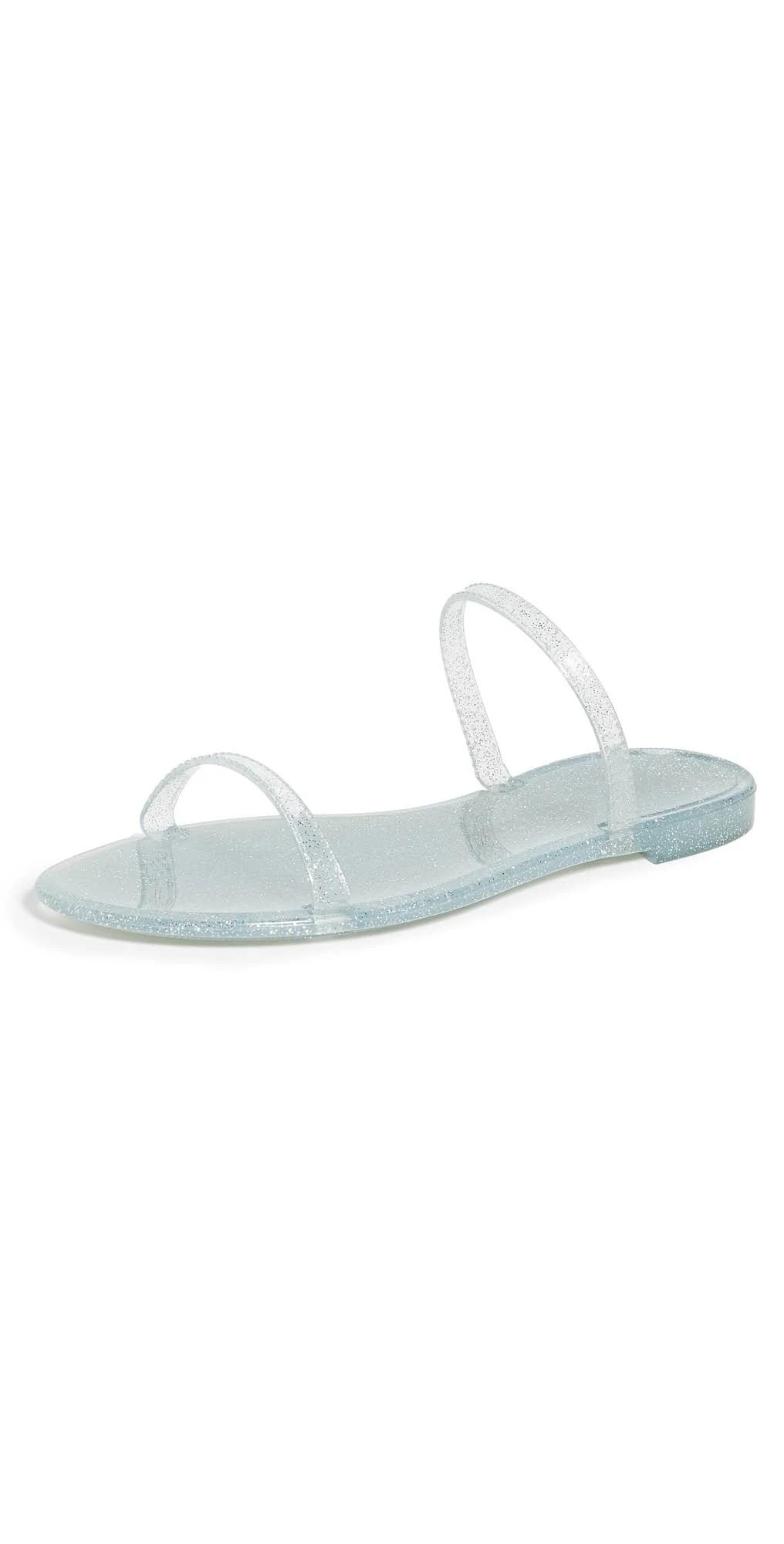 Stuart Weitzman Sawyer Slide Sandals, Silver Glittery Rubber, Size: 4 M