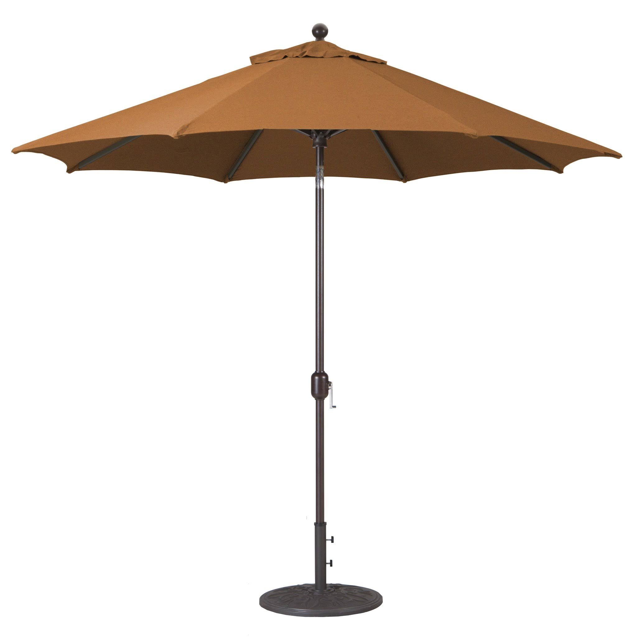 Galtech International - 9& Deluxe Auto-Tilt Umbrella 96: Chili Linen AB: Antique Bronze