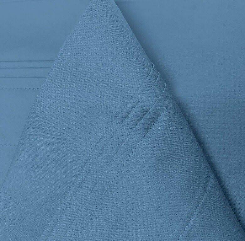Egyptian Cotton Solid Sheet Set, Size: Olympic Queen, Blue