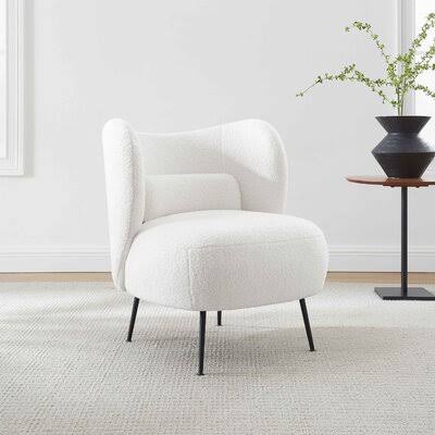 60.96Cm Barrel Chair Mercer41 Fabric: White Wool